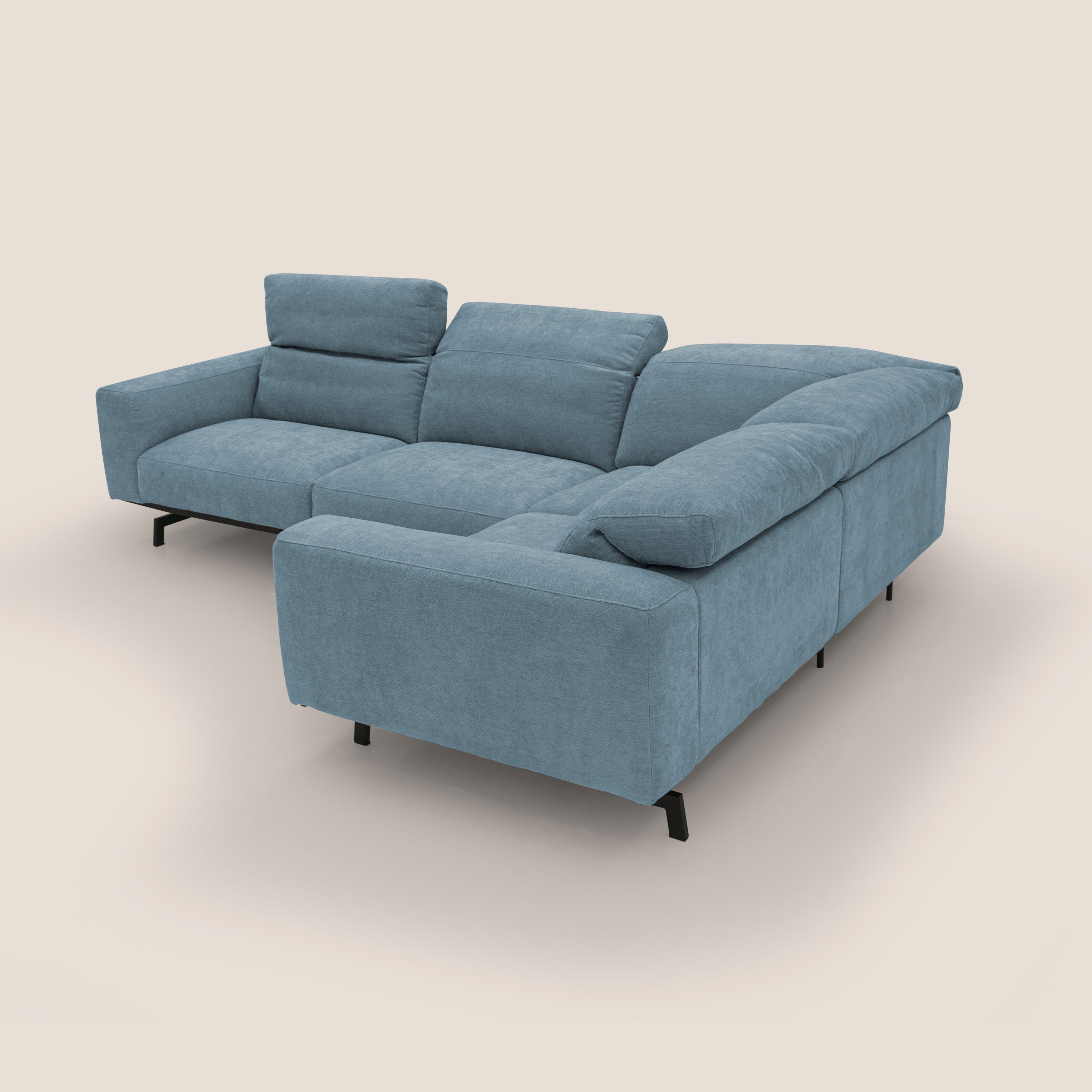 Sakura Canapé d'angle RÉVERSIBLE et modulable en tissu doux et imperméable T14 sucre glace