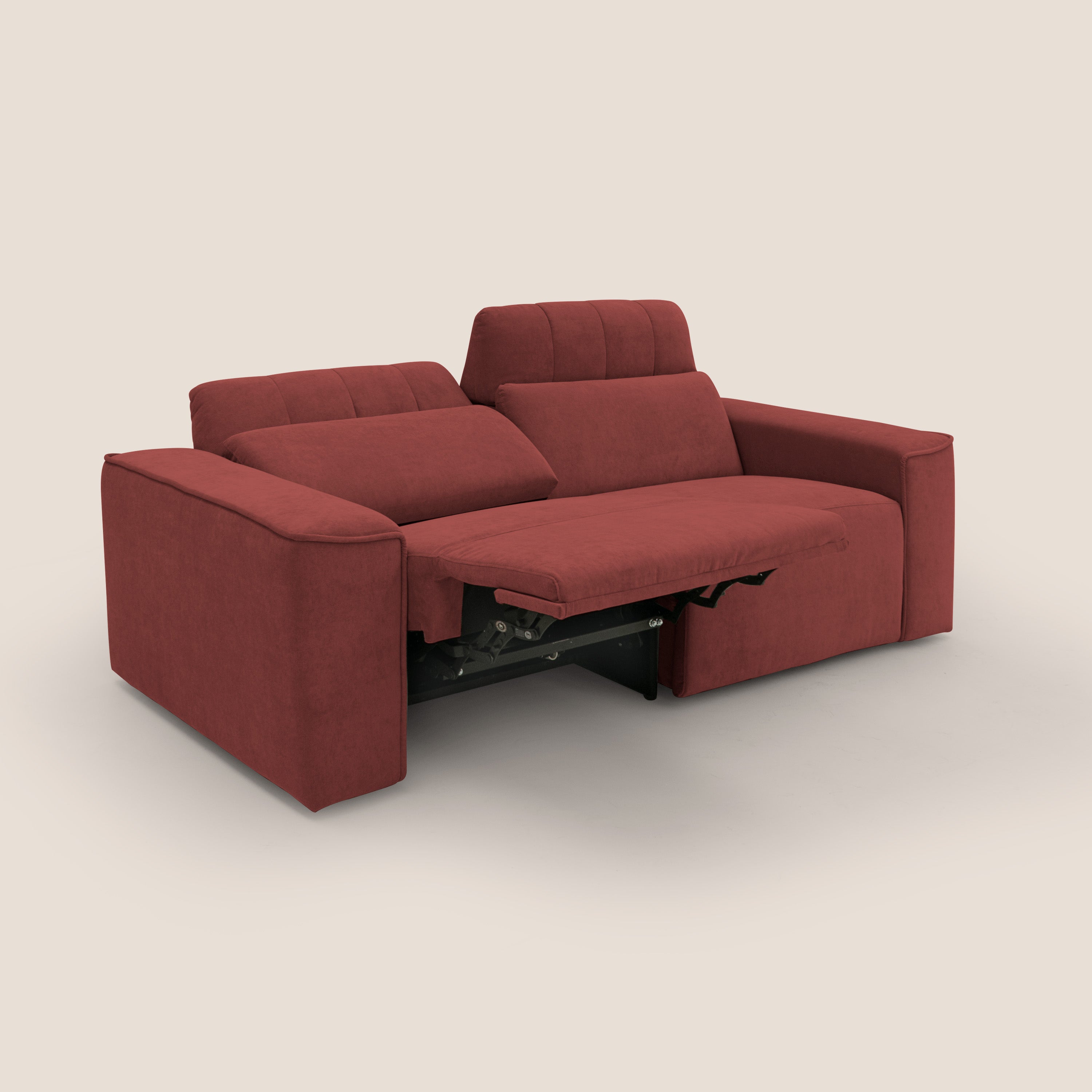 Clark Divano modulare con opzione relax elettrico in tessuto smacchiabile impermeabile T17 rosso - divani.store