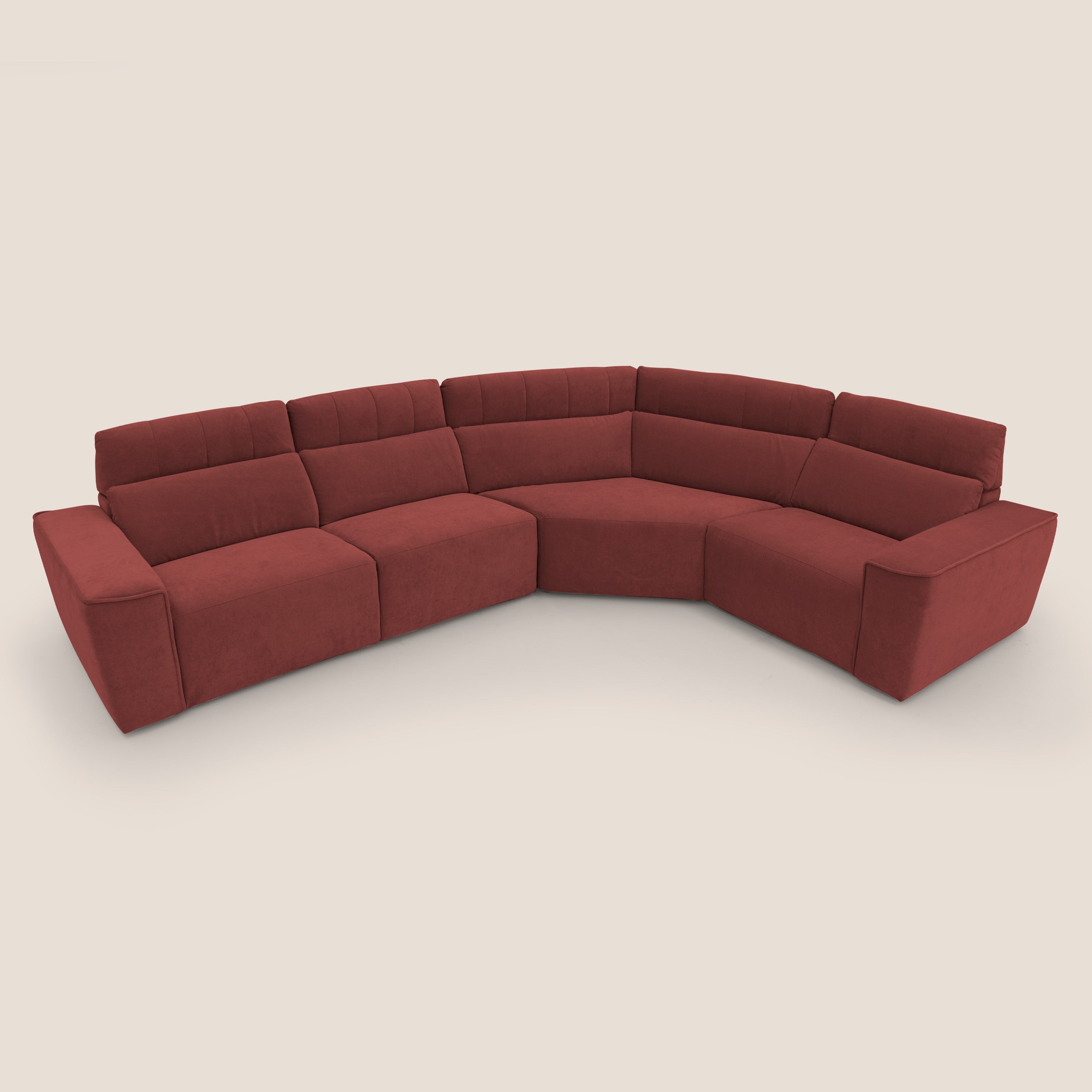 Clark Divano modulare angolare REVERSIBILE con opzione relax elettrico in tessuto smacchiabile impermeabile T17 rosso - divani.store