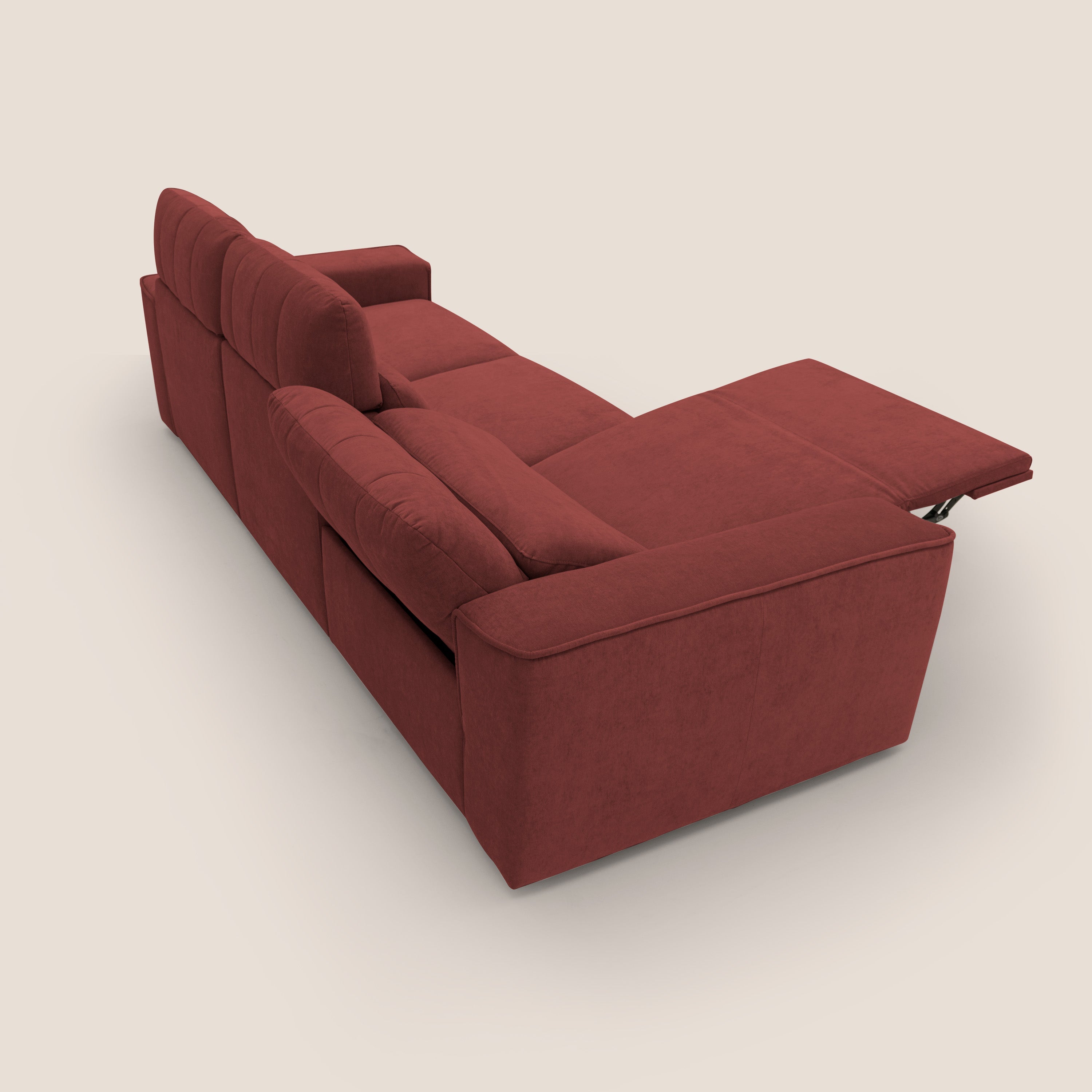 Clark Divano modulare 3 sedute con opzione relax elettrico in tessuto smacchiabile impermeabile T17 rosso - divani.store
