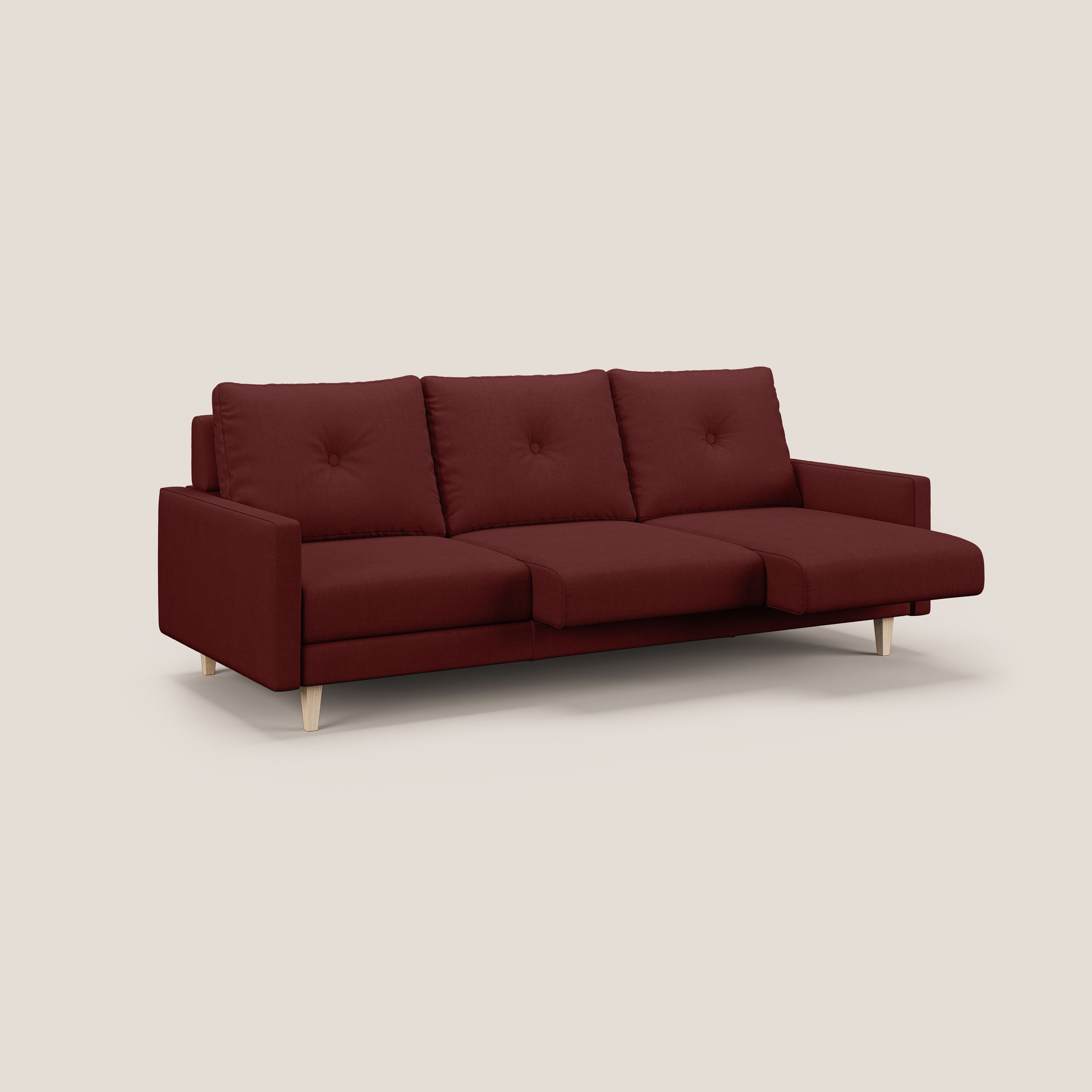 Matisse divano a 3 sedute allungabili e schienali in piuma d'oca in tessuto smacchiabile T17 rosso - divani.store