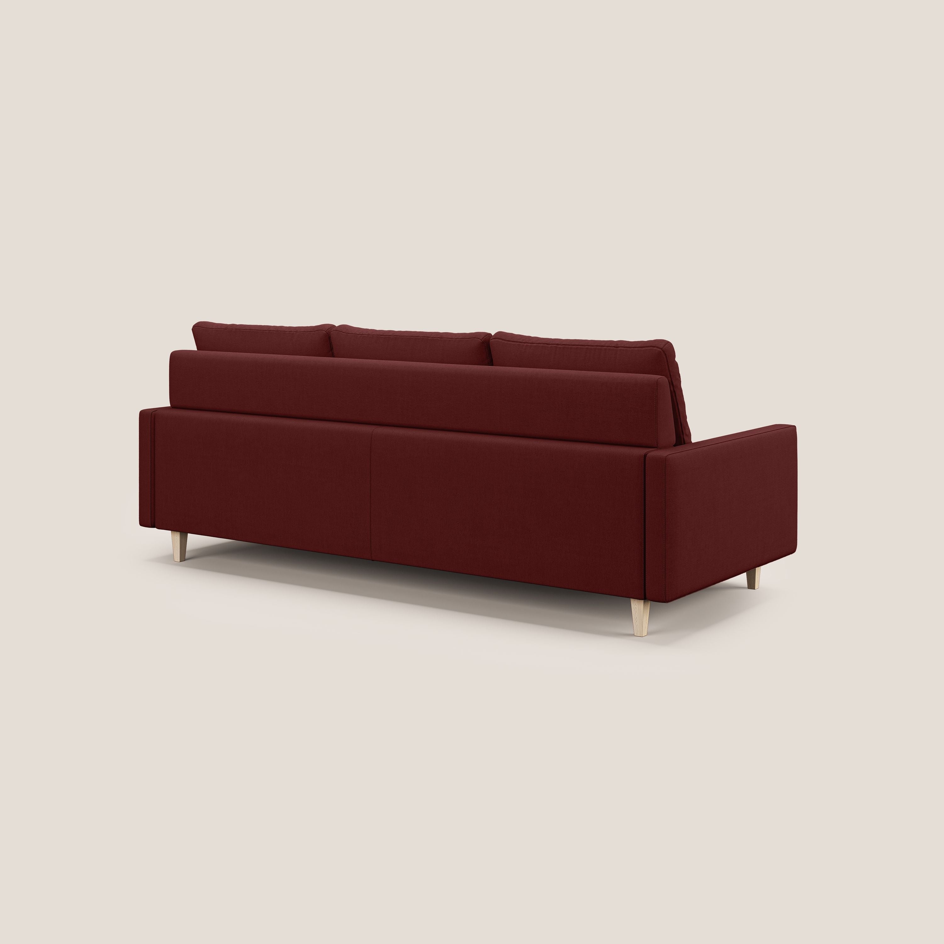 Matisse divano a 3 sedute allungabili e schienali in piuma d'oca in tessuto smacchiabile T17 rosso - divani.store