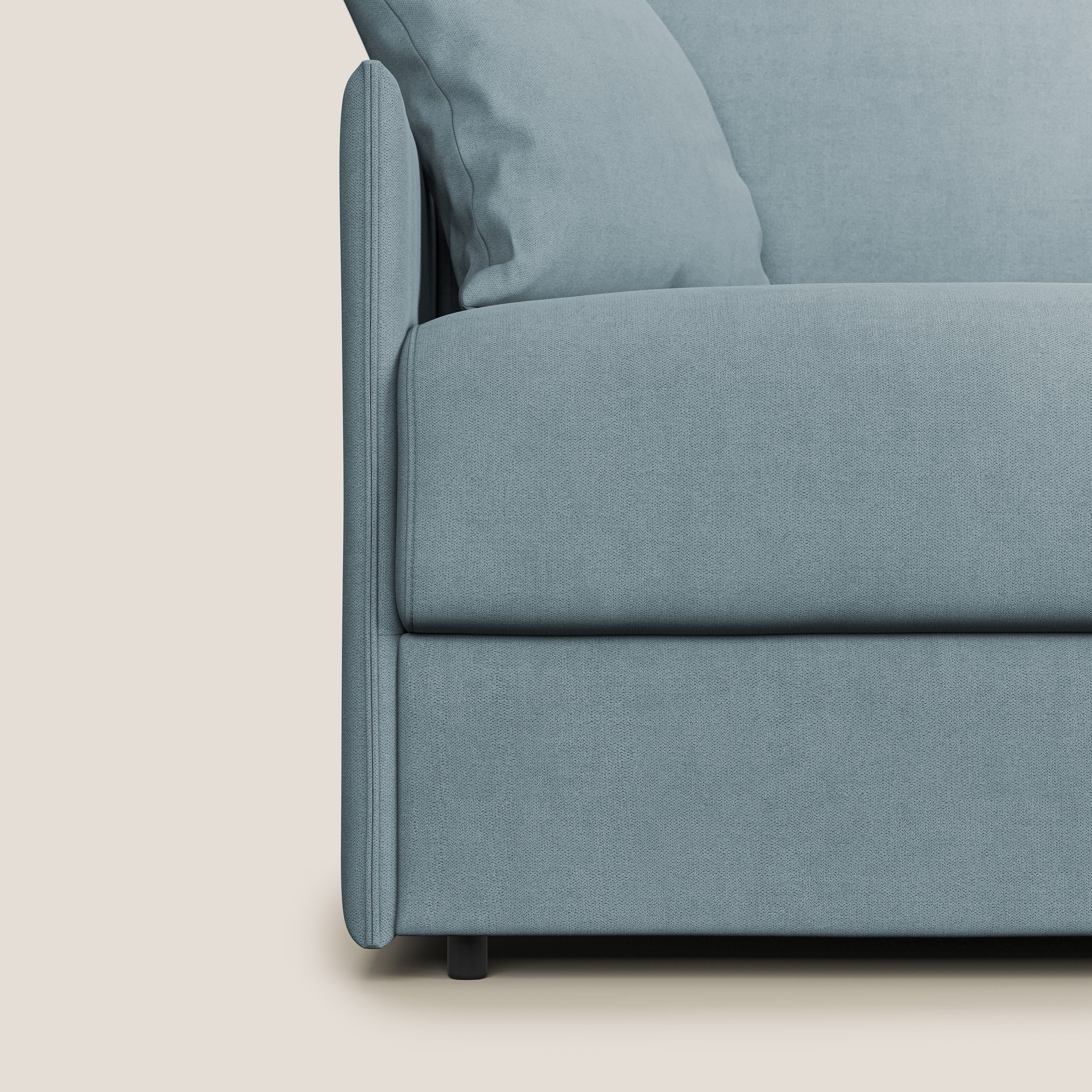 Evans Divano letto in morbido tessuto impermeabile T02 carta da zucchero - divani.store