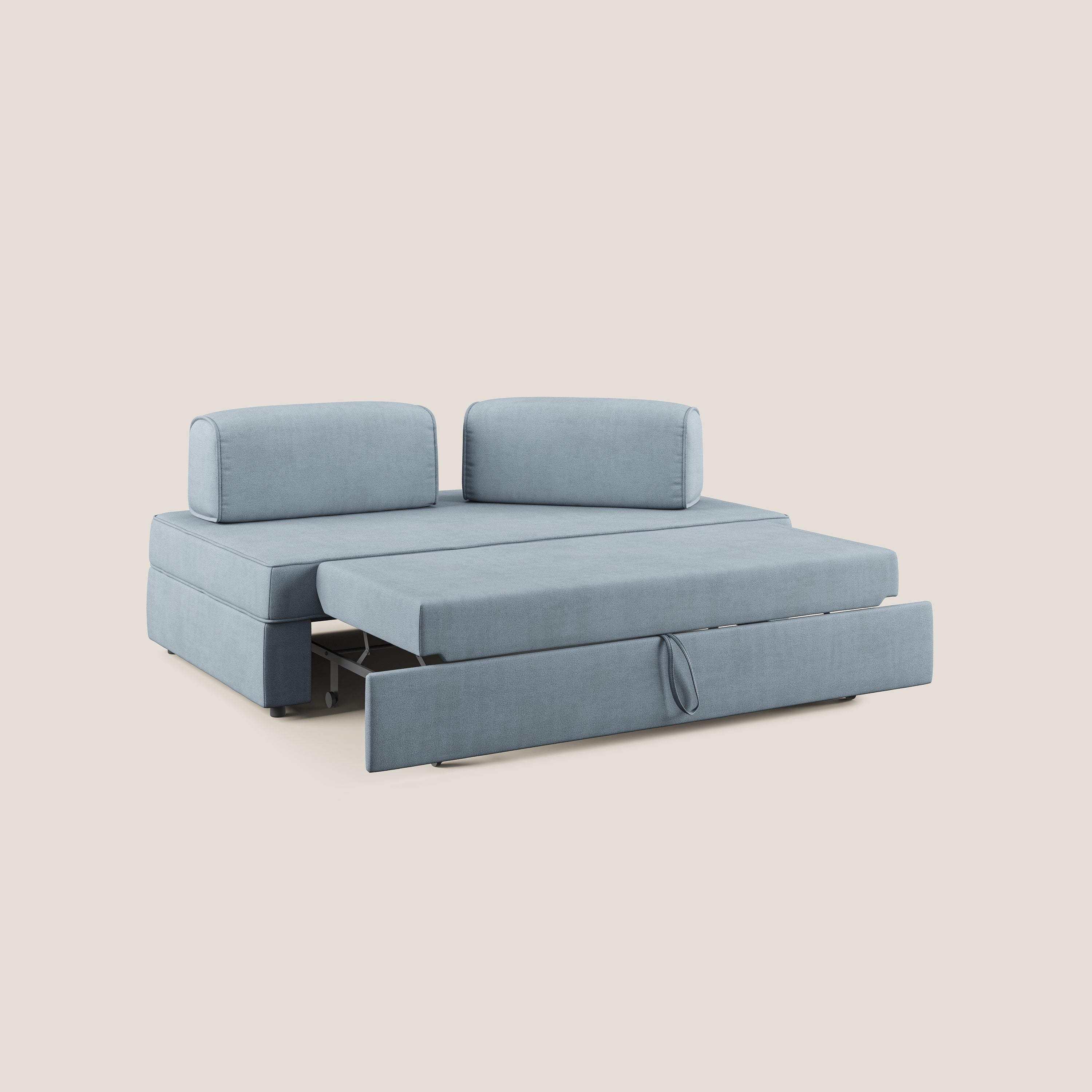 Liberty divano con pouf estraibile e schienali movibili in tessuto morbido impermeabile T02 carta da zucchero - divani.store