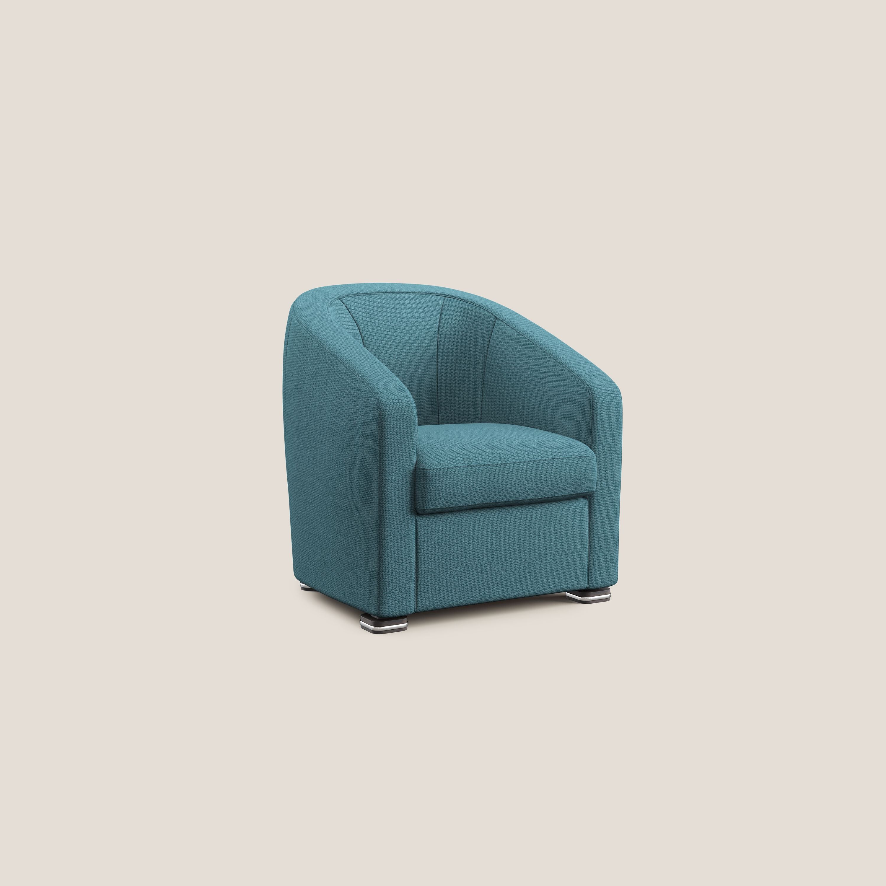 Cloe Poltroncina in tessuto smacchiabile con acqua QuickClean T08 azzurro - divani.store