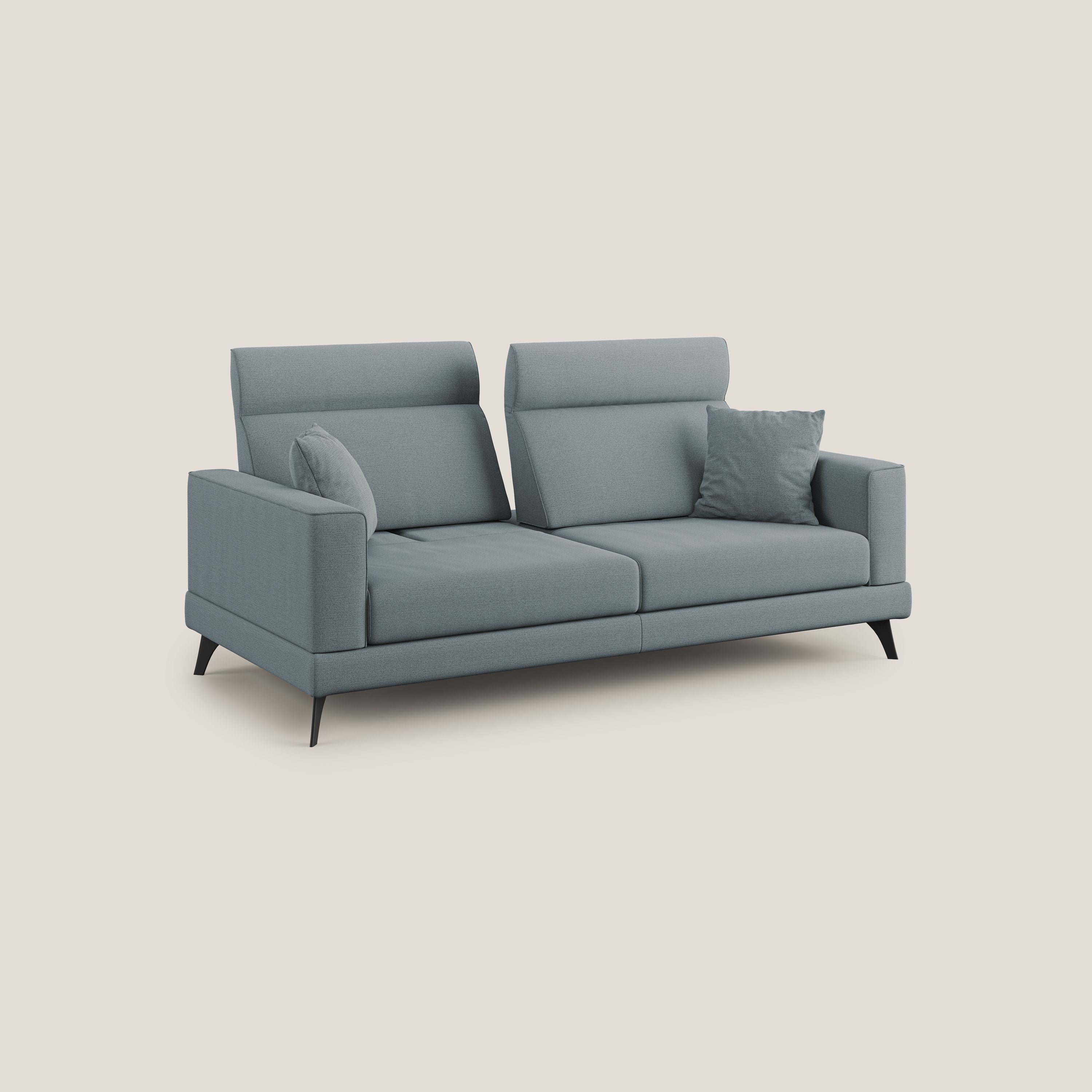 Slide Divano con schienali traslanti e poggiatesta in tessuto simil cotone impermeabile T19 carta da zucchero - divani.store