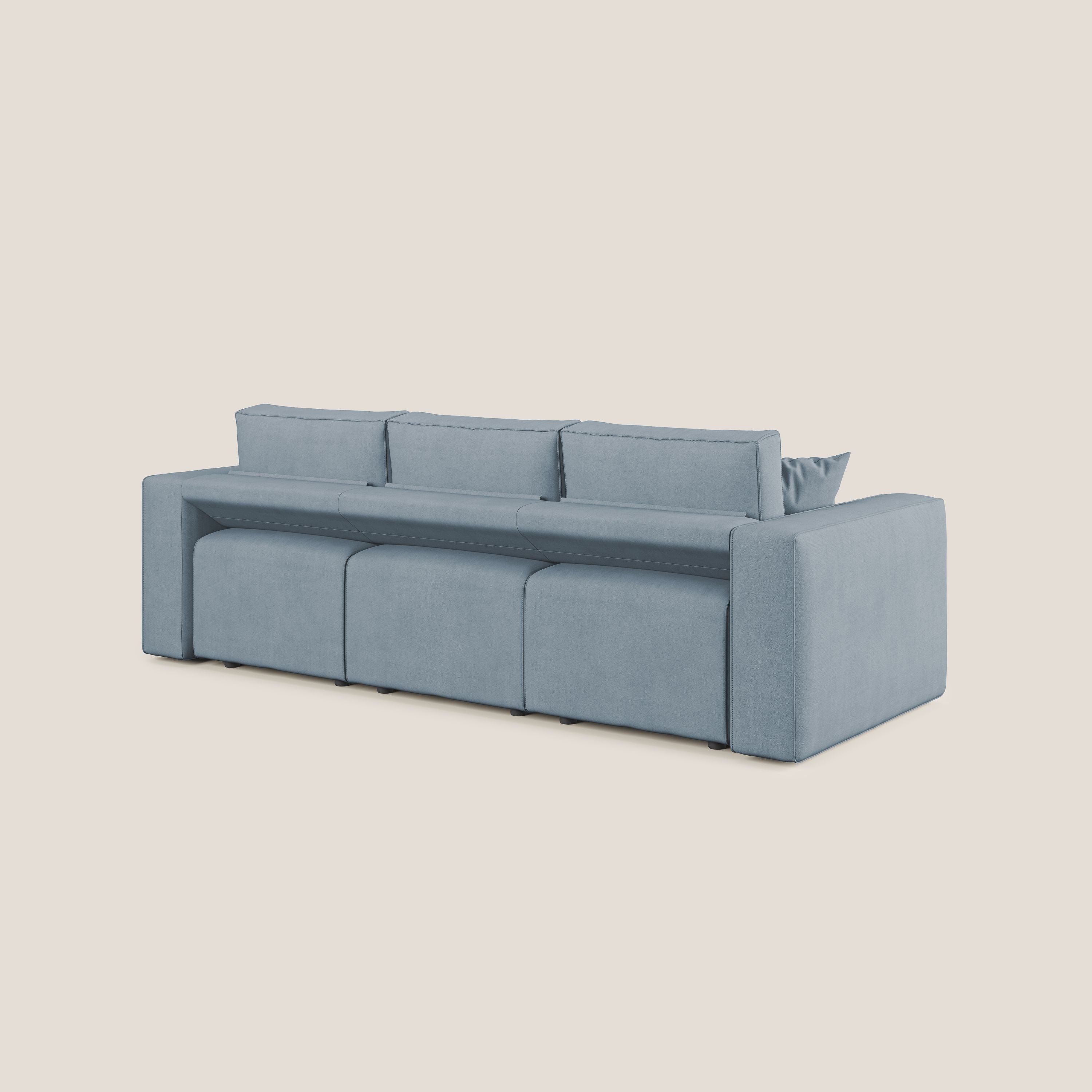 Morfeo divano con 3 sedute estraibili in morbido tessuto impermeabile T02 carta da zucchero - divani.store
