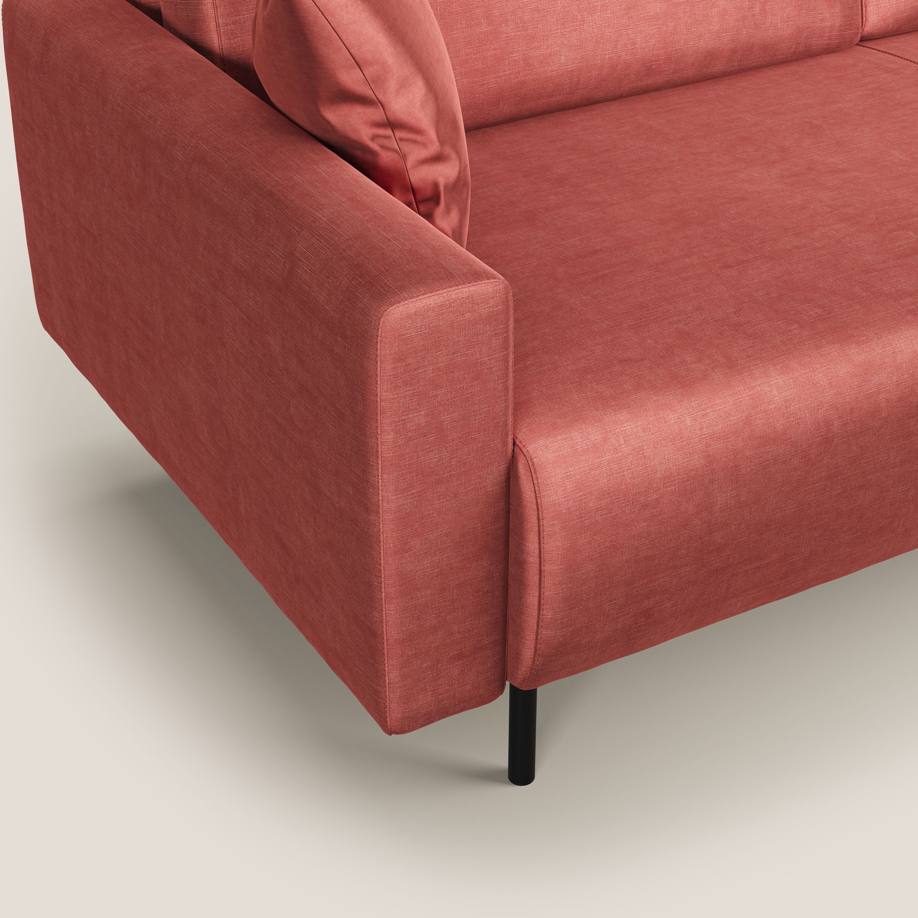 Arthur divano moderno angolare in velluto morbido impermeabile T01 salmone - divani.store