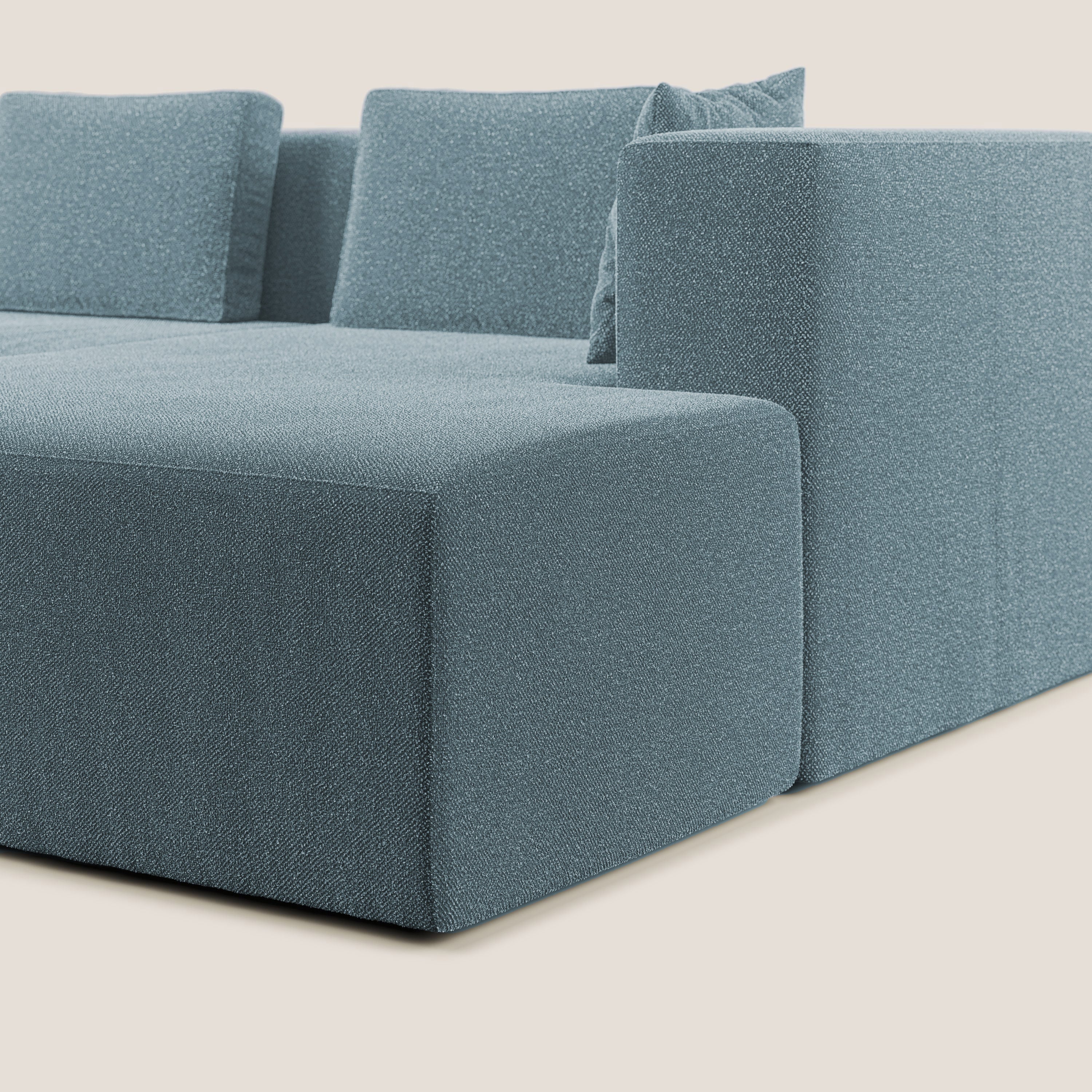 Nettuno divano angolare componibile in morbido tessuto bouclè T07 carta da zucchero - divani.store