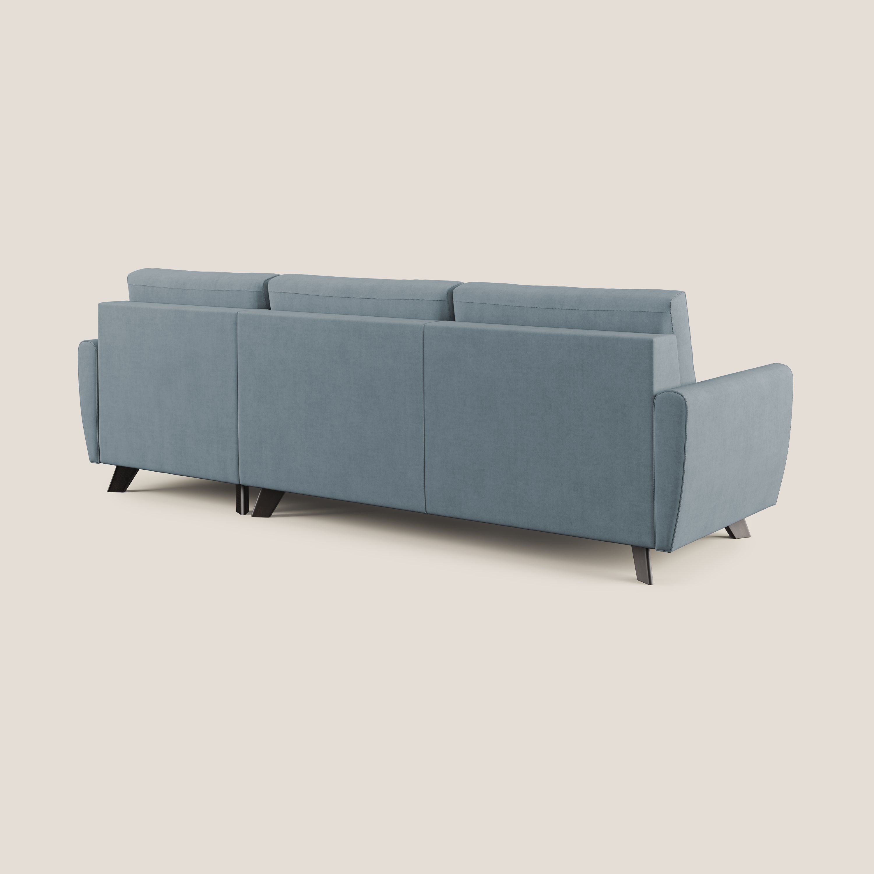 Callisto Divano letto angolare con penisola in tessuto morbido impermeabile T02 carta da zucchero - divani.store