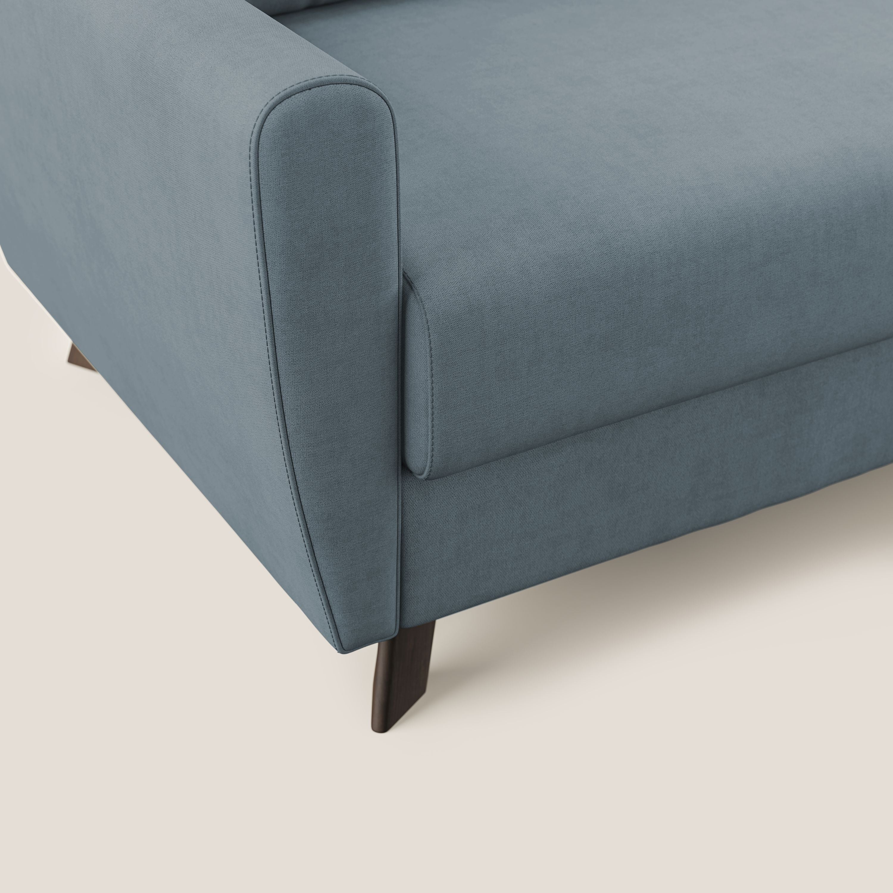 Callisto Divano letto angolare con penisola in tessuto morbido impermeabile T02 carta da zucchero - divani.store