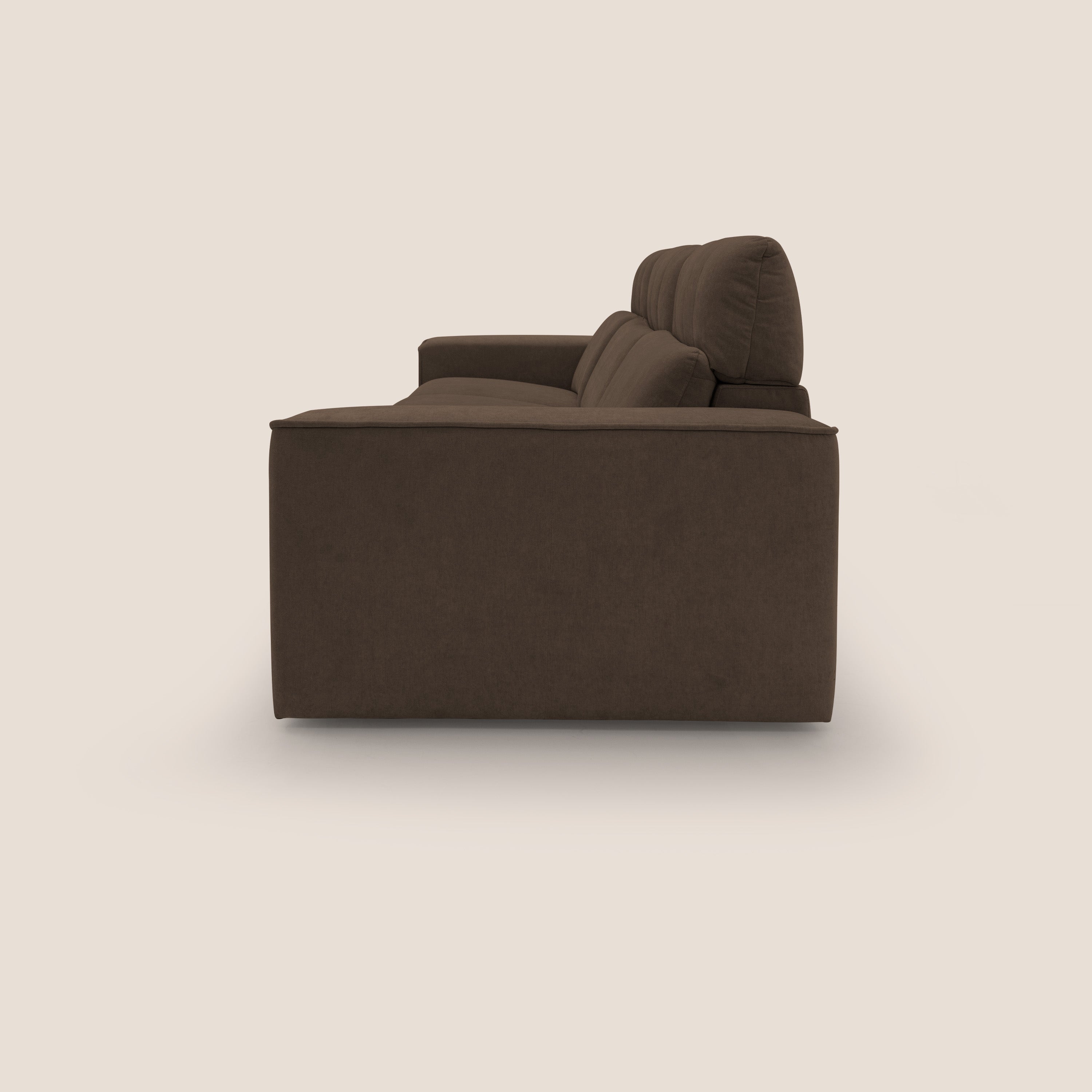 Clark Divano modulare 3 sedute con opzione relax elettrico in tessuto smacchiabile impermeabile T17 marrone - divani.store