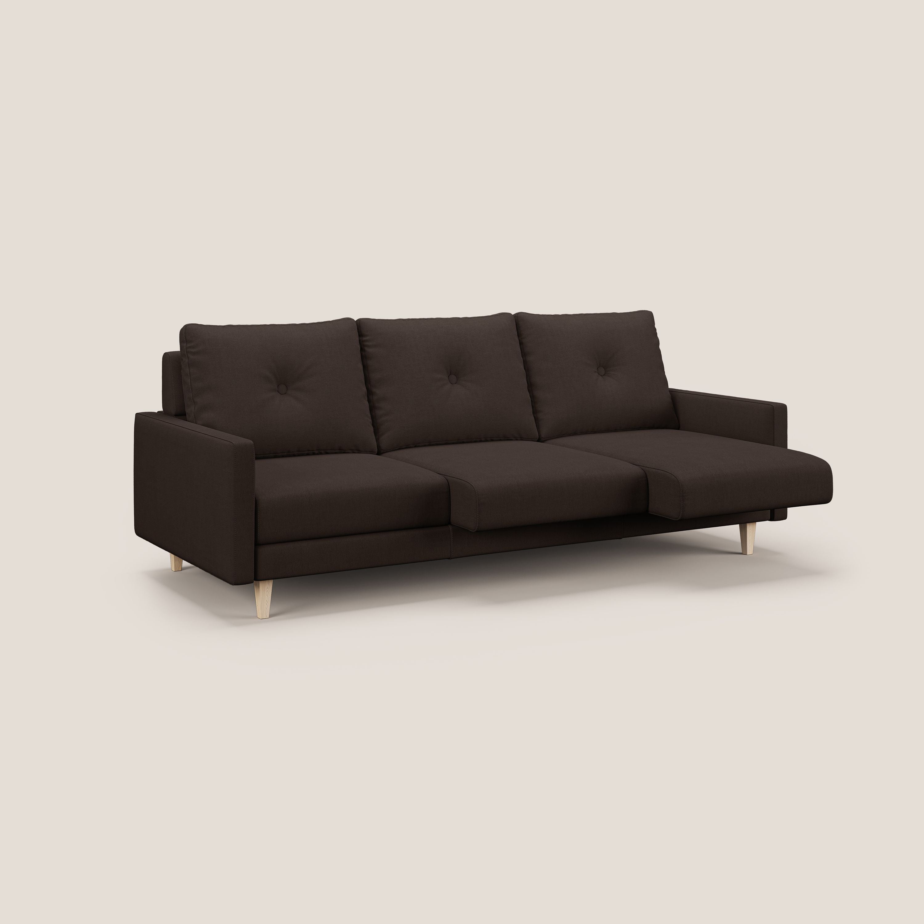 Matisse divano a 3 sedute allungabili e schienali in piuma d'oca in tessuto smacchiabile T17 marrone - divani.store