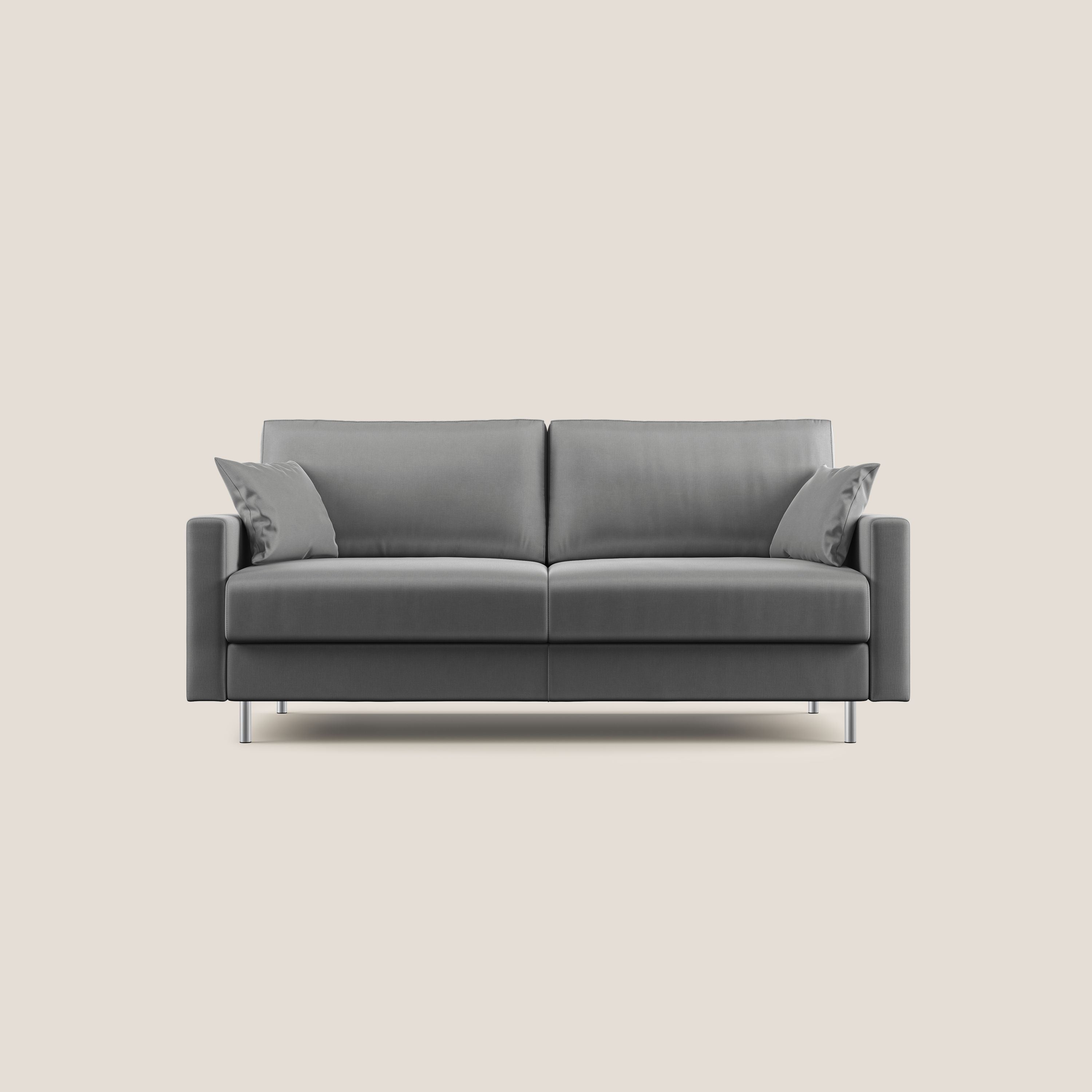 Andromeda divano letto matrimoniale in velluto morbido impermeabile T01 grigio - divani.store