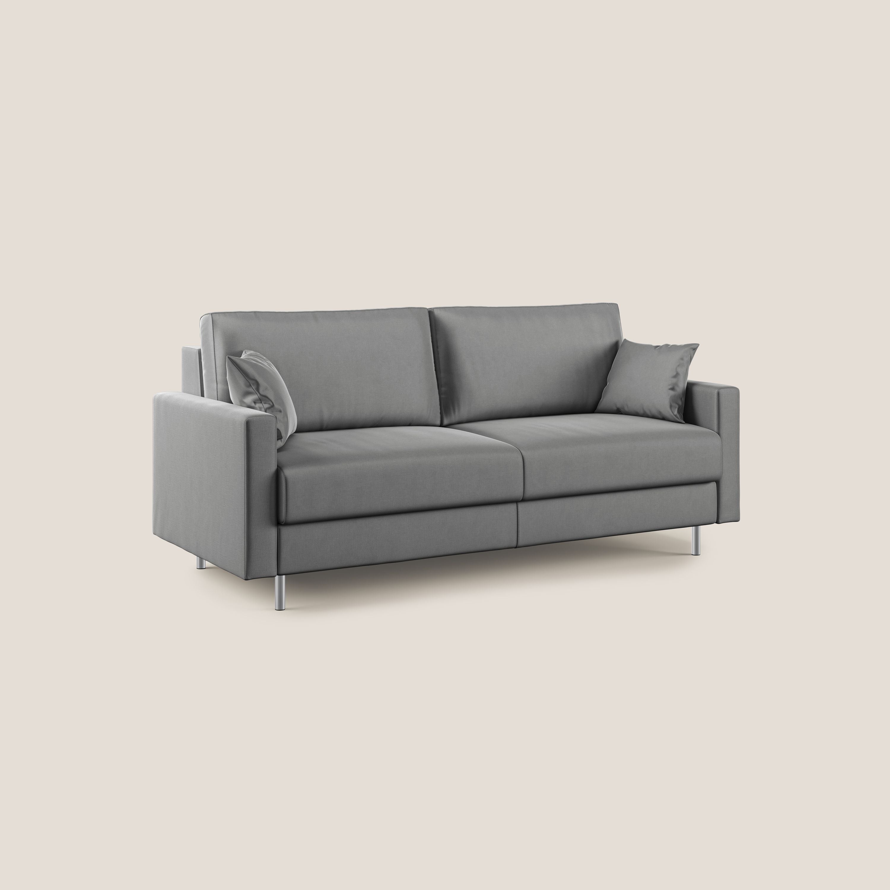 Andromeda divano letto matrimoniale in velluto morbido impermeabile T01 grigio - divani.store