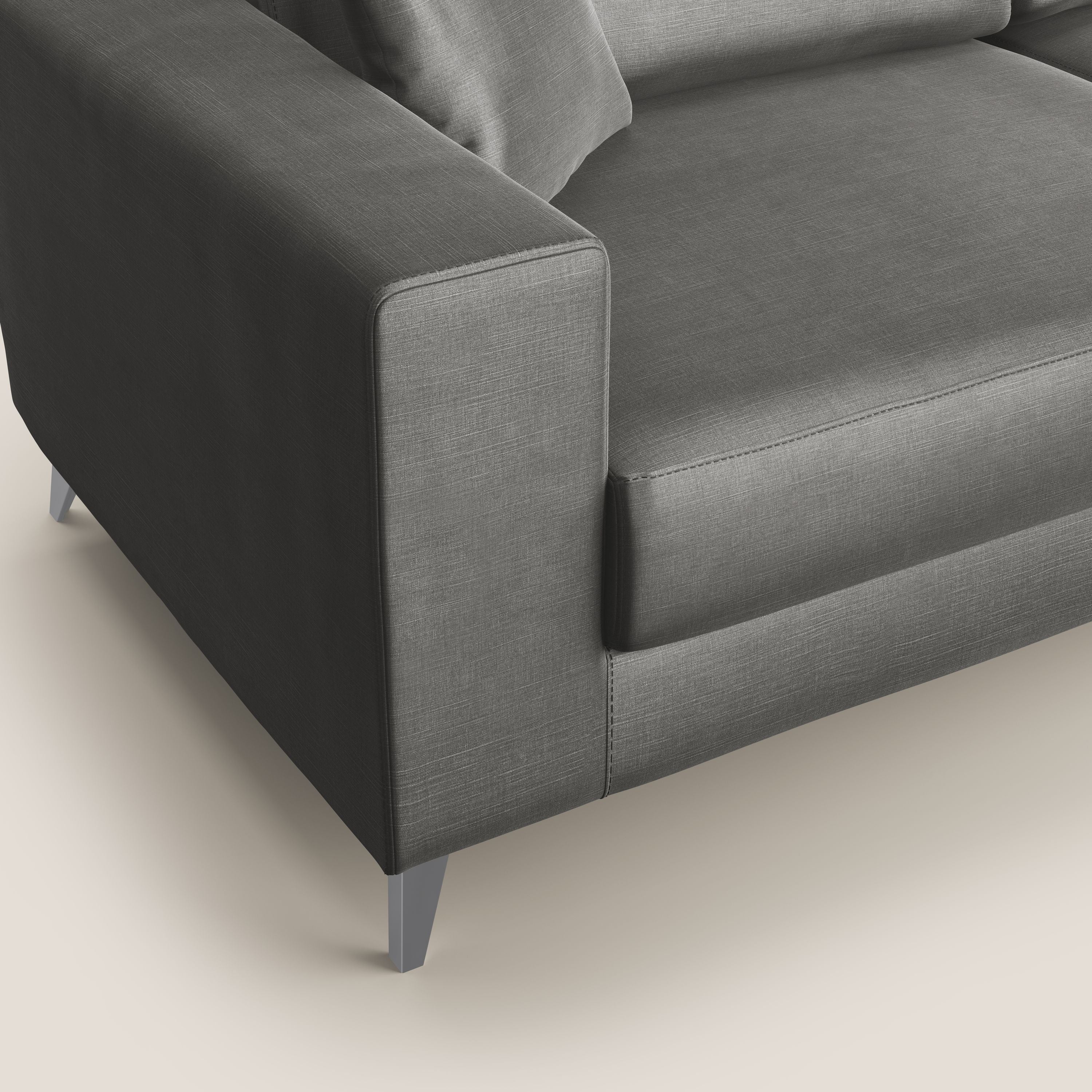 Michael divano moderno angolare con penisola in morbido velluto impermeabile T01 grigio - divani.store