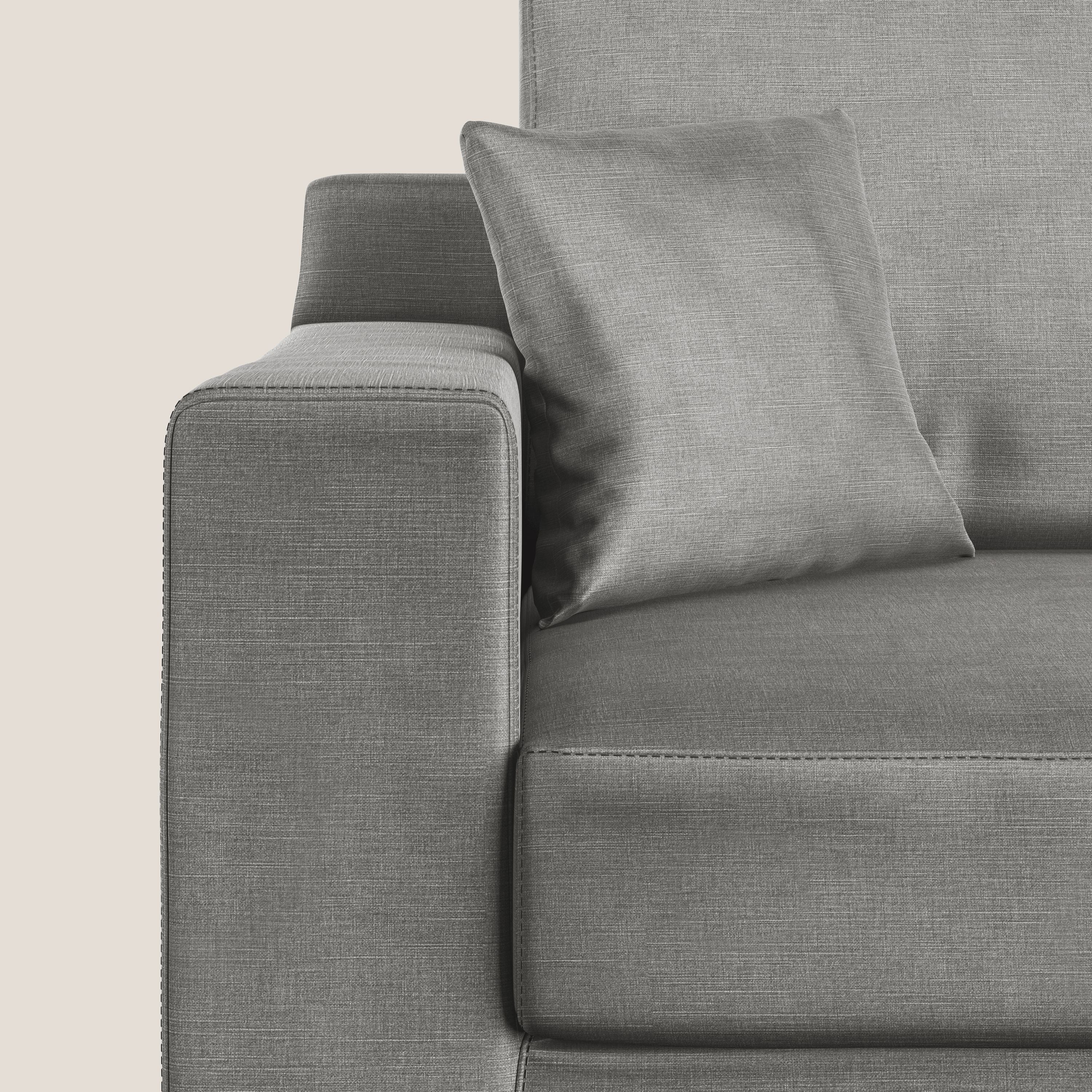 Michael divano moderno angolare con penisola in morbido velluto impermeabile T01 grigio - divani.store