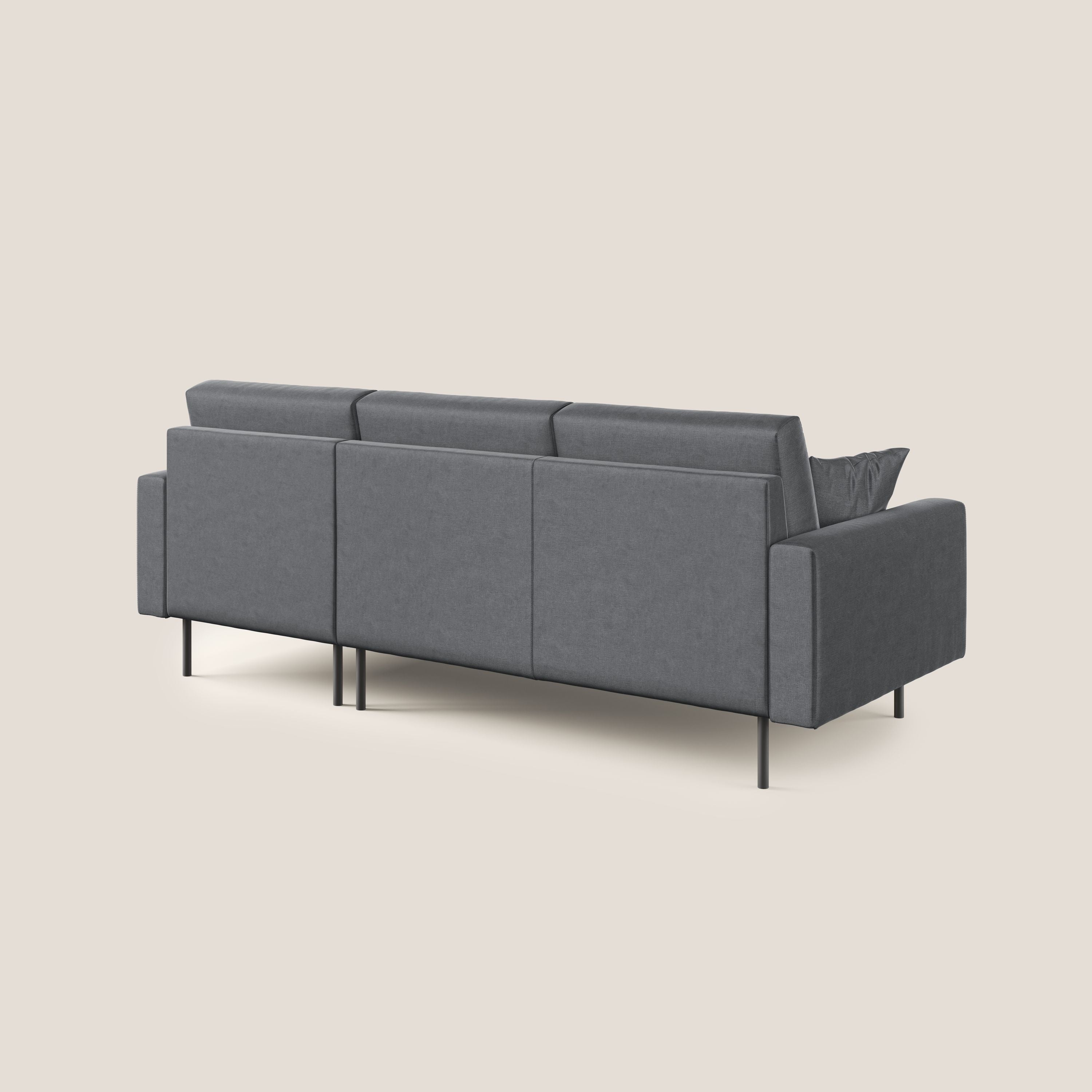 Arthur divano moderno angolare in velluto morbido impermeabile T01 antracite - divani.store