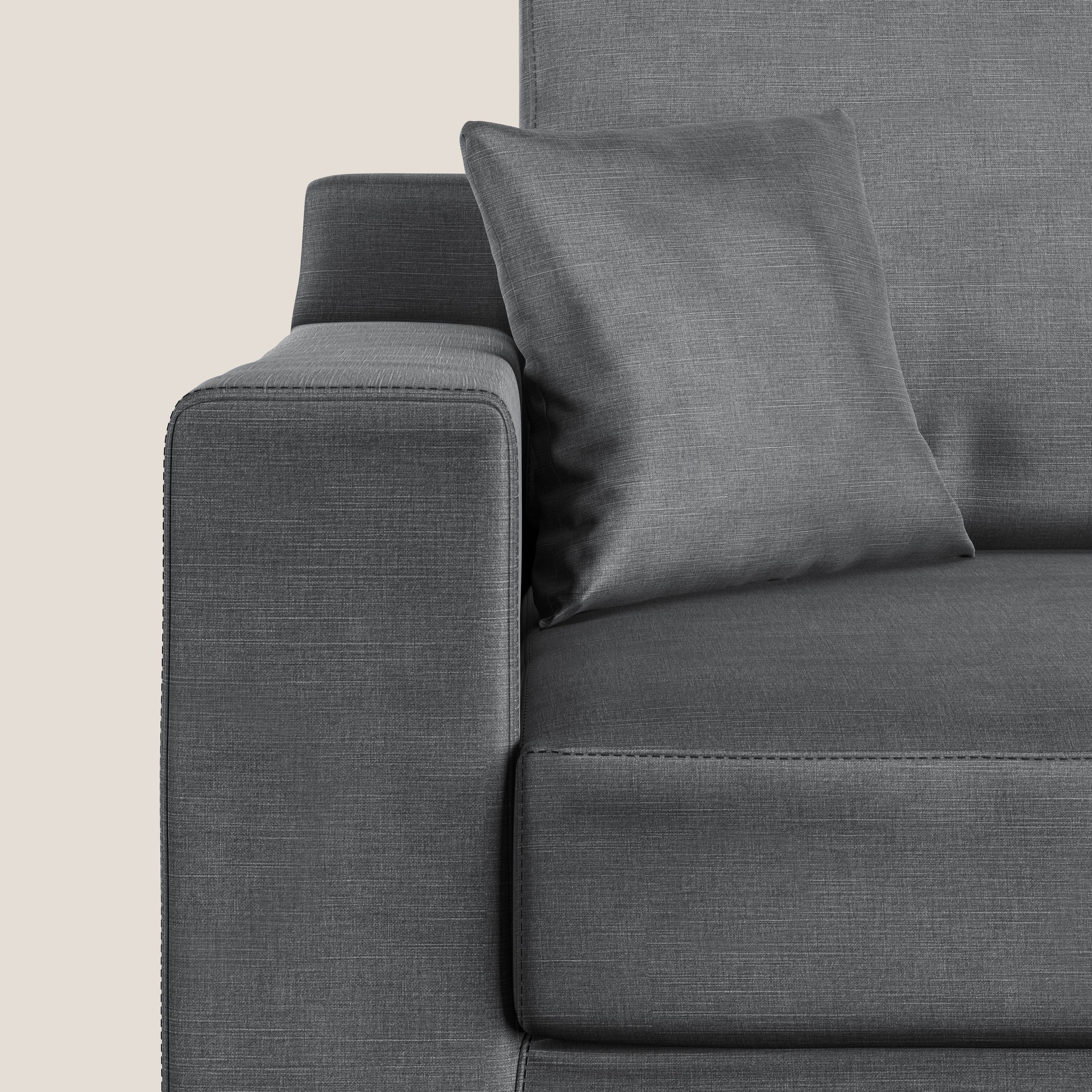 Michael divano moderno angolare con penisola in morbido velluto impermeabile T01 antracite - divani.store