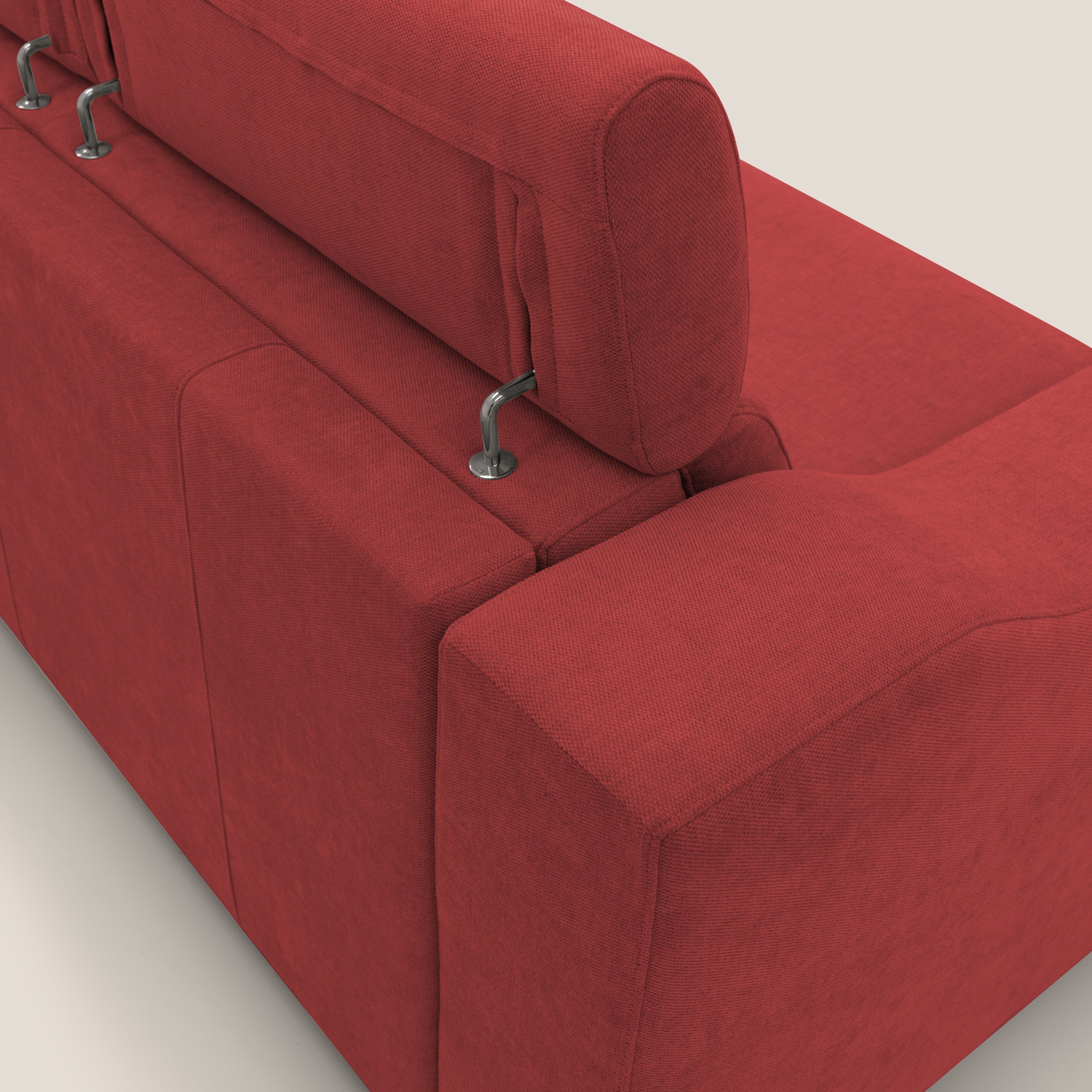 Bomber divano letto matrimoniale con poggiatesta in tessuto impermeabile T14 rosso - divani.store