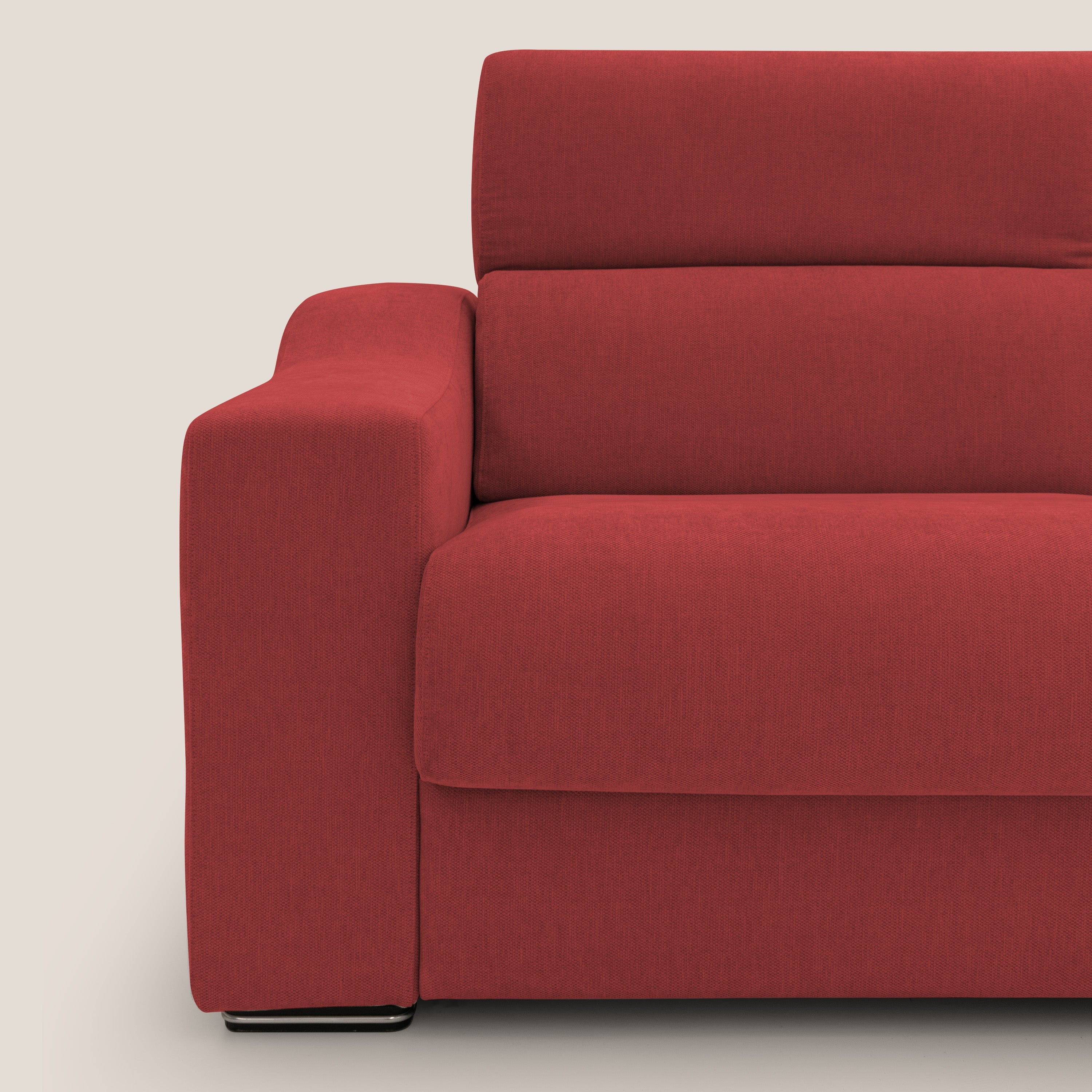 Bomber divano letto matrimoniale con poggiatesta in tessuto impermeabile T14 rosso - divani.store