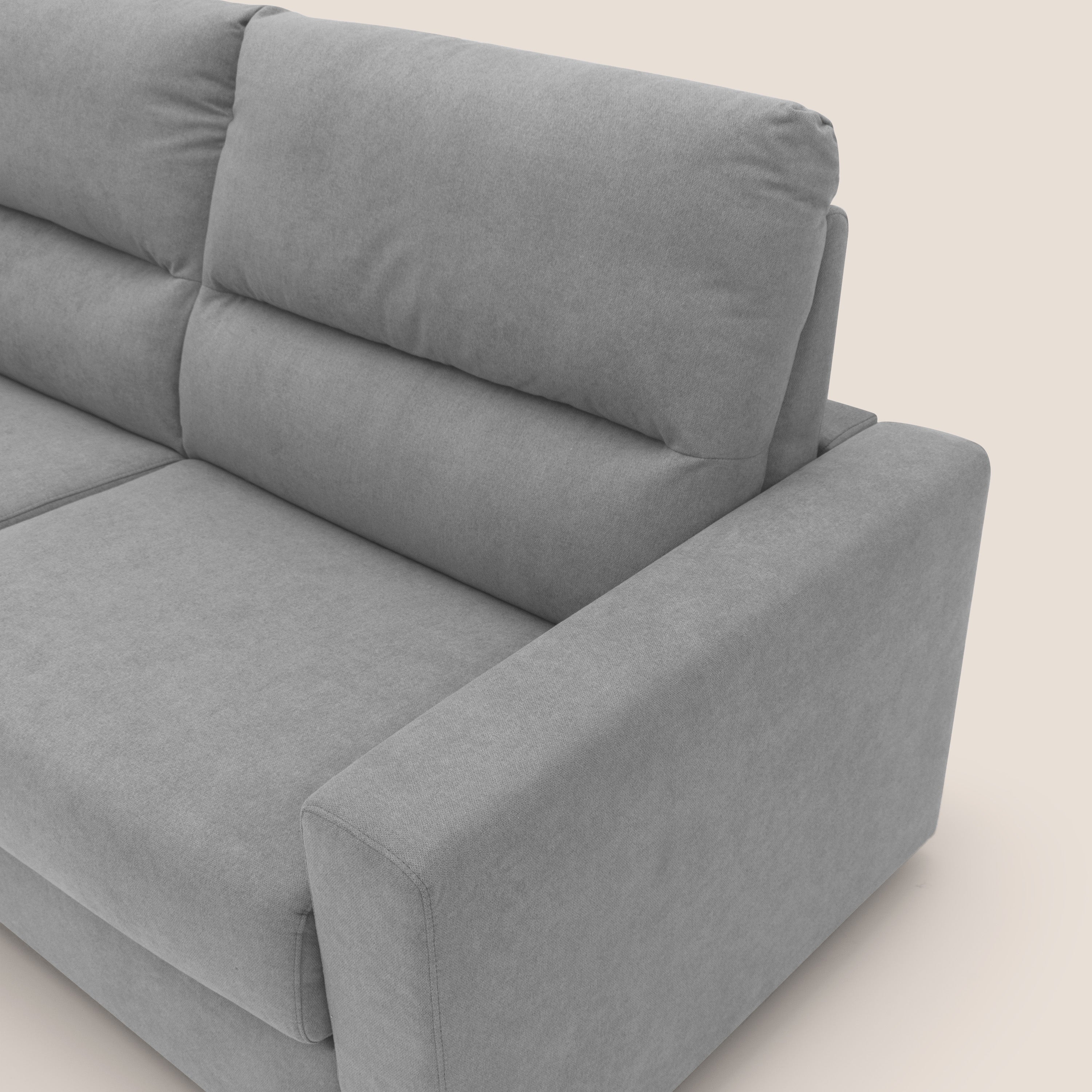 Paloma divano letto con materasso alto 18 cm con Aloe Vera in tessuto impermeabile grigio chiaro - divani.store