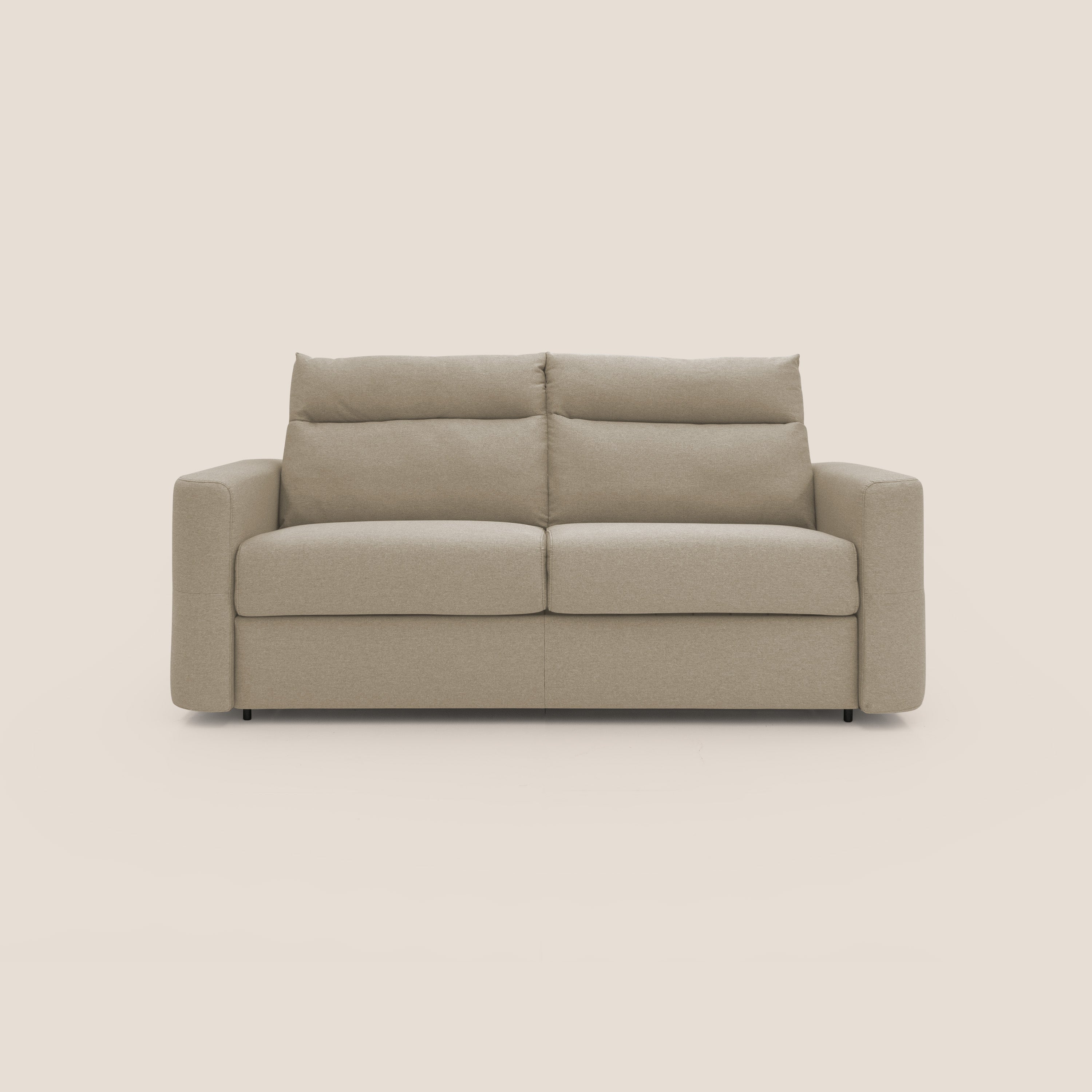 Cupido Divano letto materasso H18 cm e schienale alto in tessuto impermeabile simil cotone T13 beige - divani.store