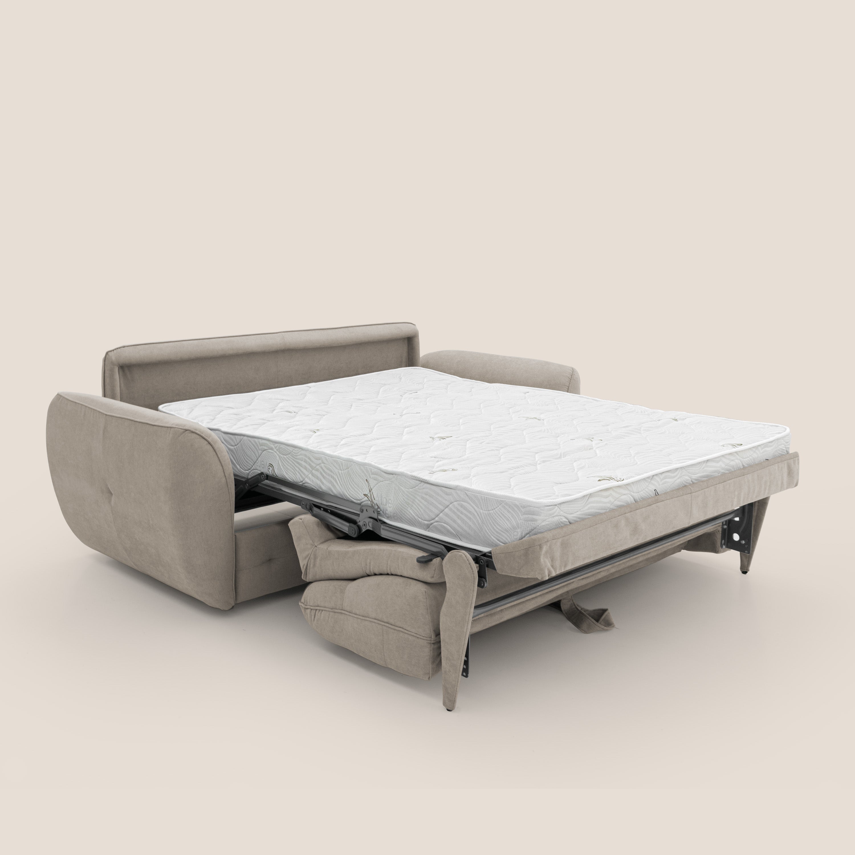 Zeus Divano letto scandinavo con schienale alto in tessuto impermeabile T02 beige - divani.store