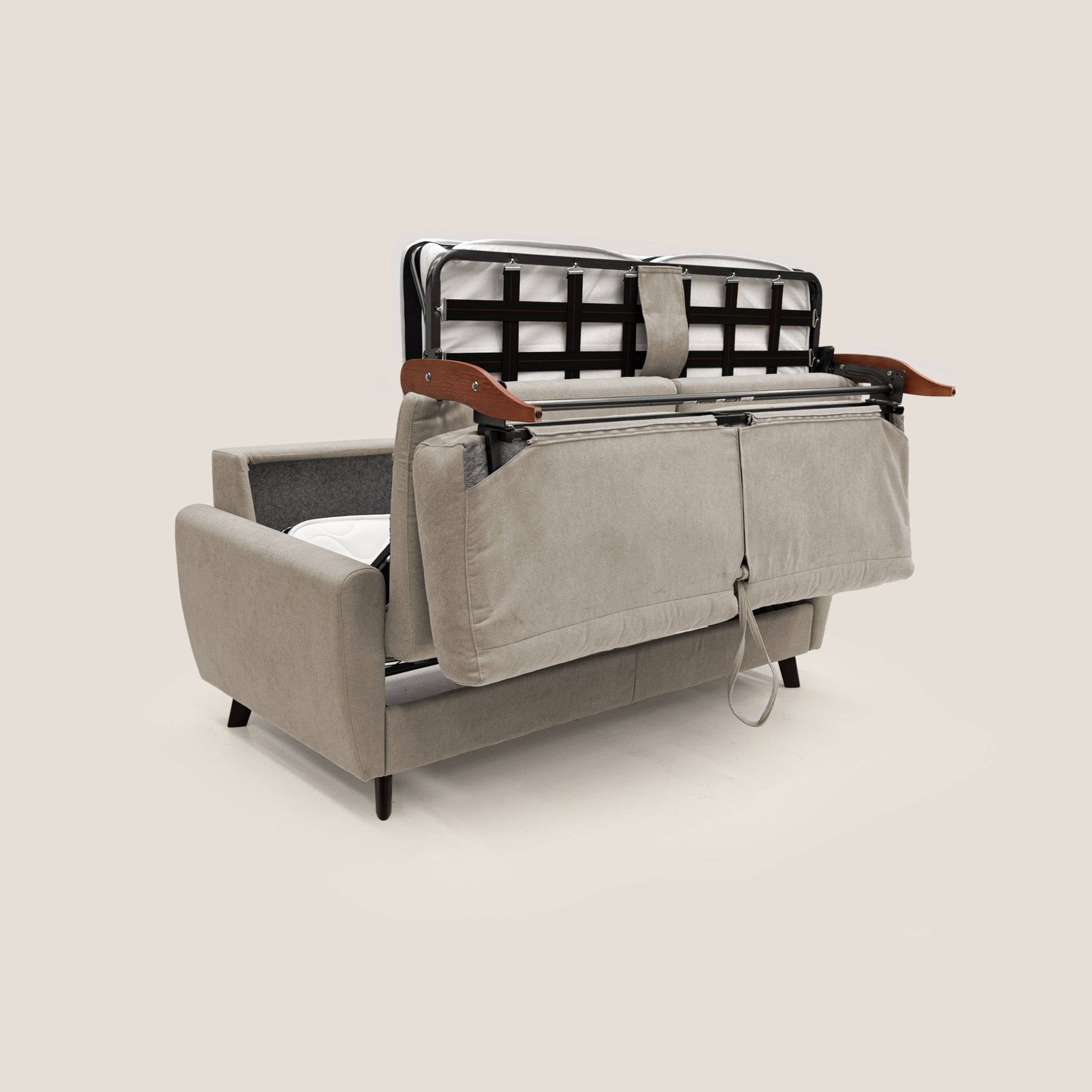 Callisto Divano letto matrimoniale in tessuto morbido impermeabile T02 beige - divani.store