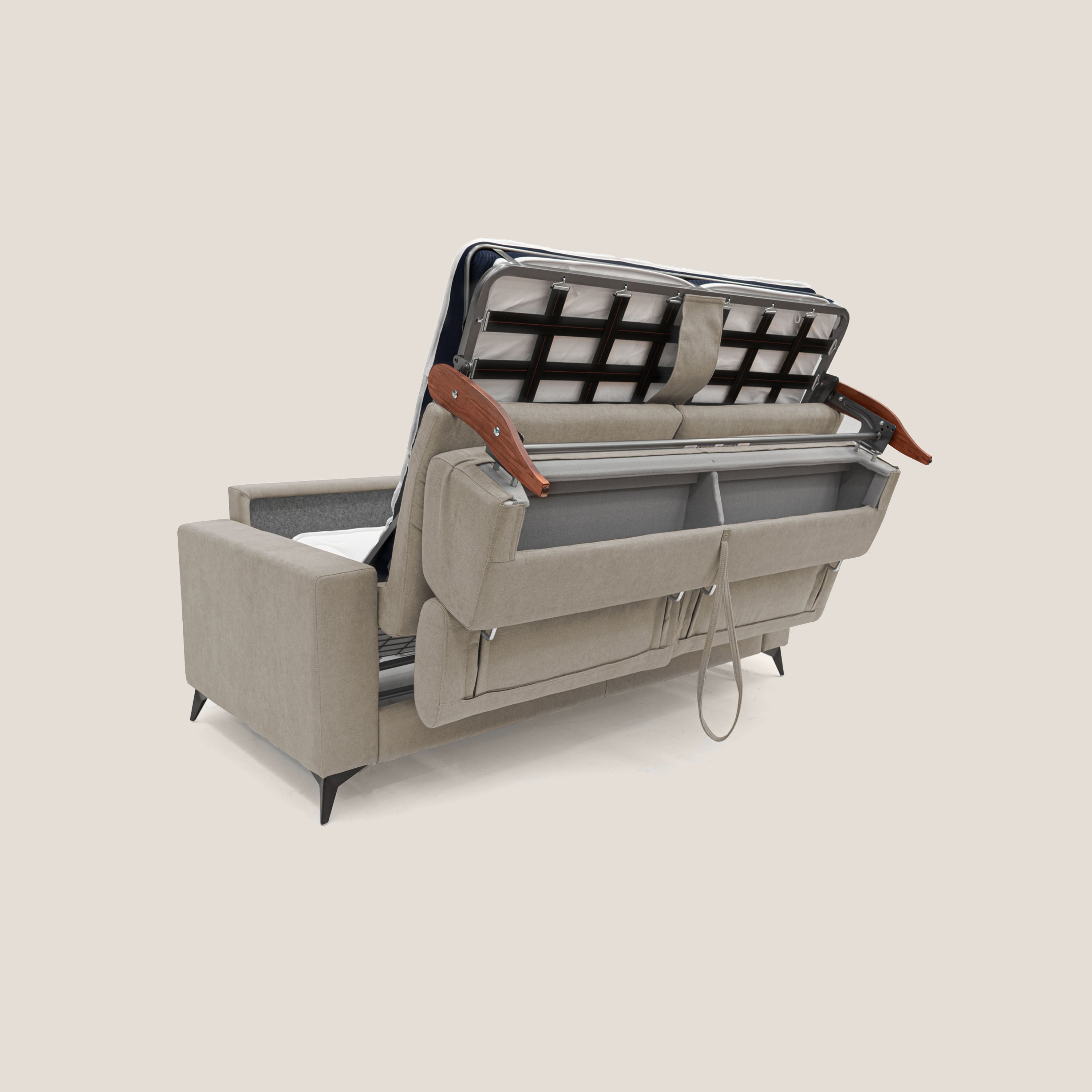 Pegaso divano letto con poggiatesta reclinabili e rivestimento T02 beige - divani.store