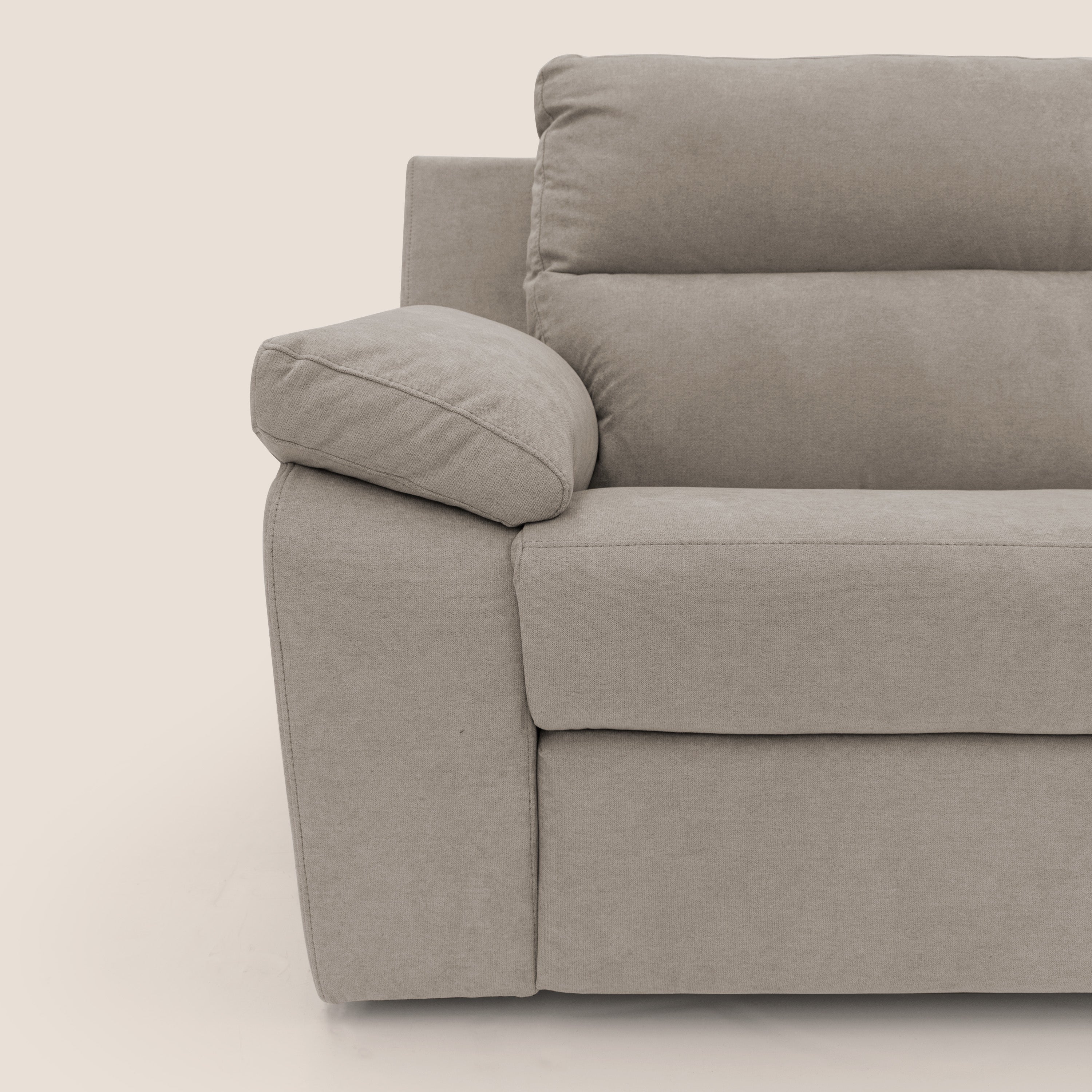 Romeo Divano relax con recliner elettrico in morbido tessuto impermeabile T02 beige - divani.store