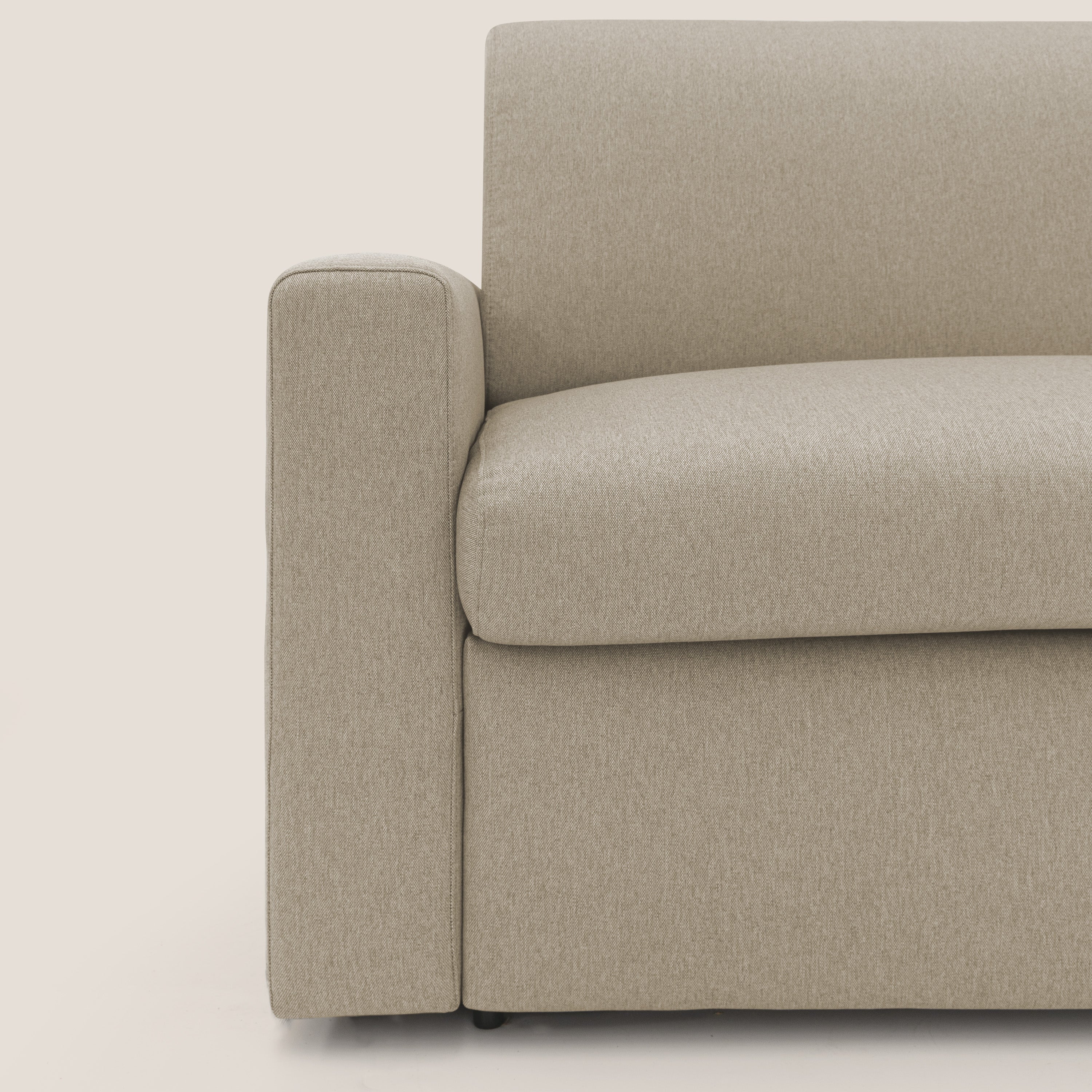 Kansas Divano letto matrimoniale alto 20 cm in tessuto impermeabile misto cotone T13 beige - divani.store