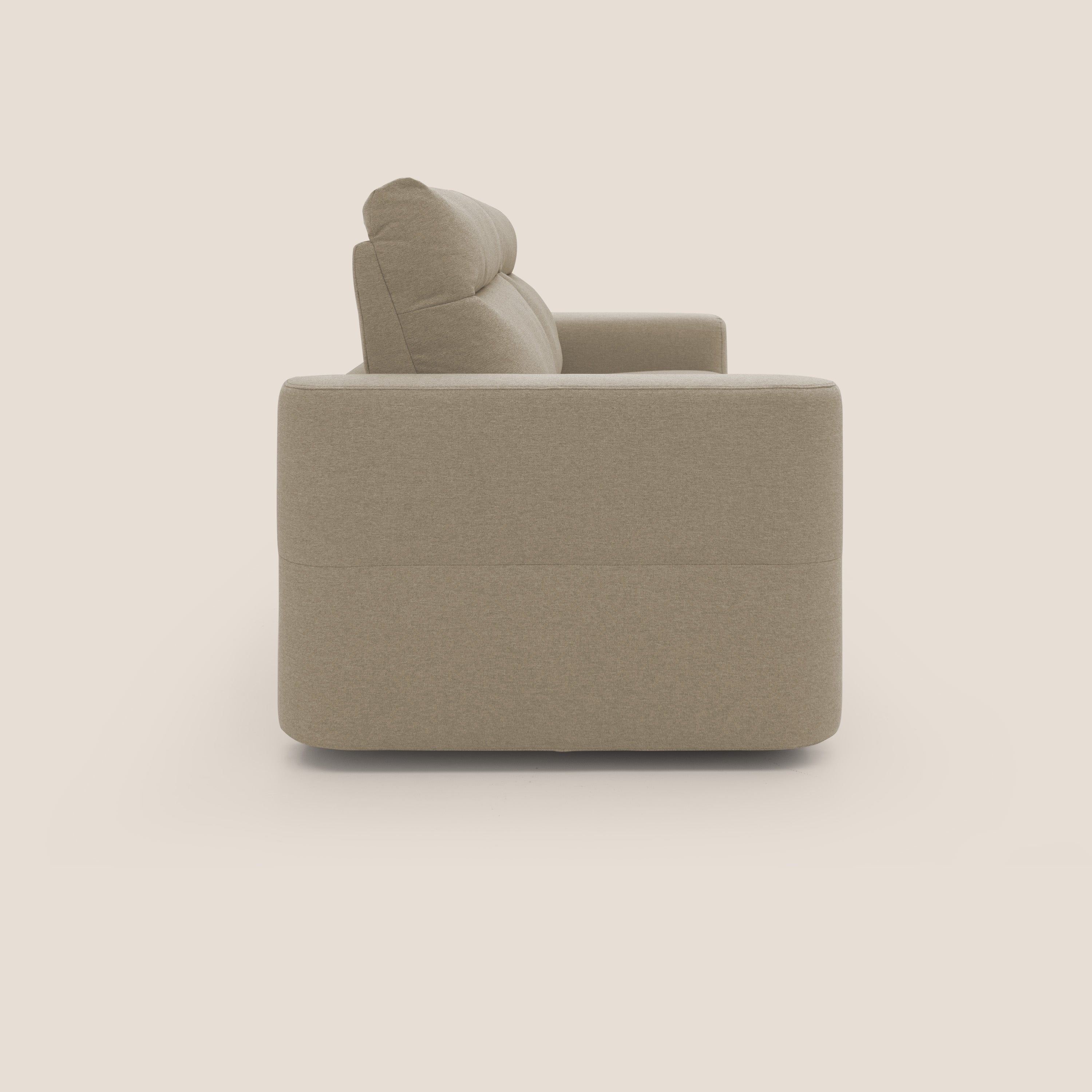 Cupido Divano letto materasso H18 cm e schienale alto in tessuto impermeabile simil cotone T13 beige - divani.store