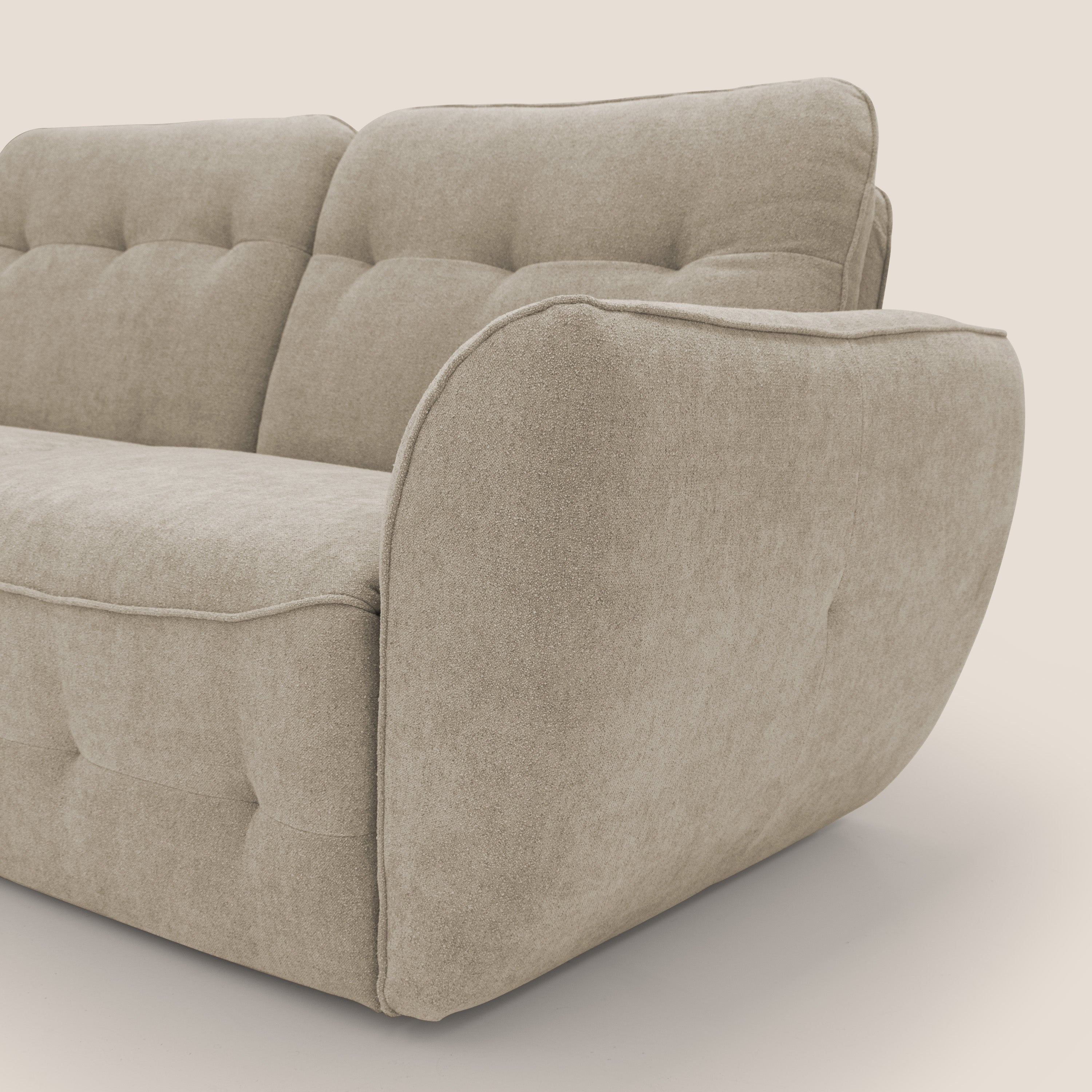 Cerbero divano 2 e 3 posti in morbido bouclé impermeabile T07 beige - divani.store