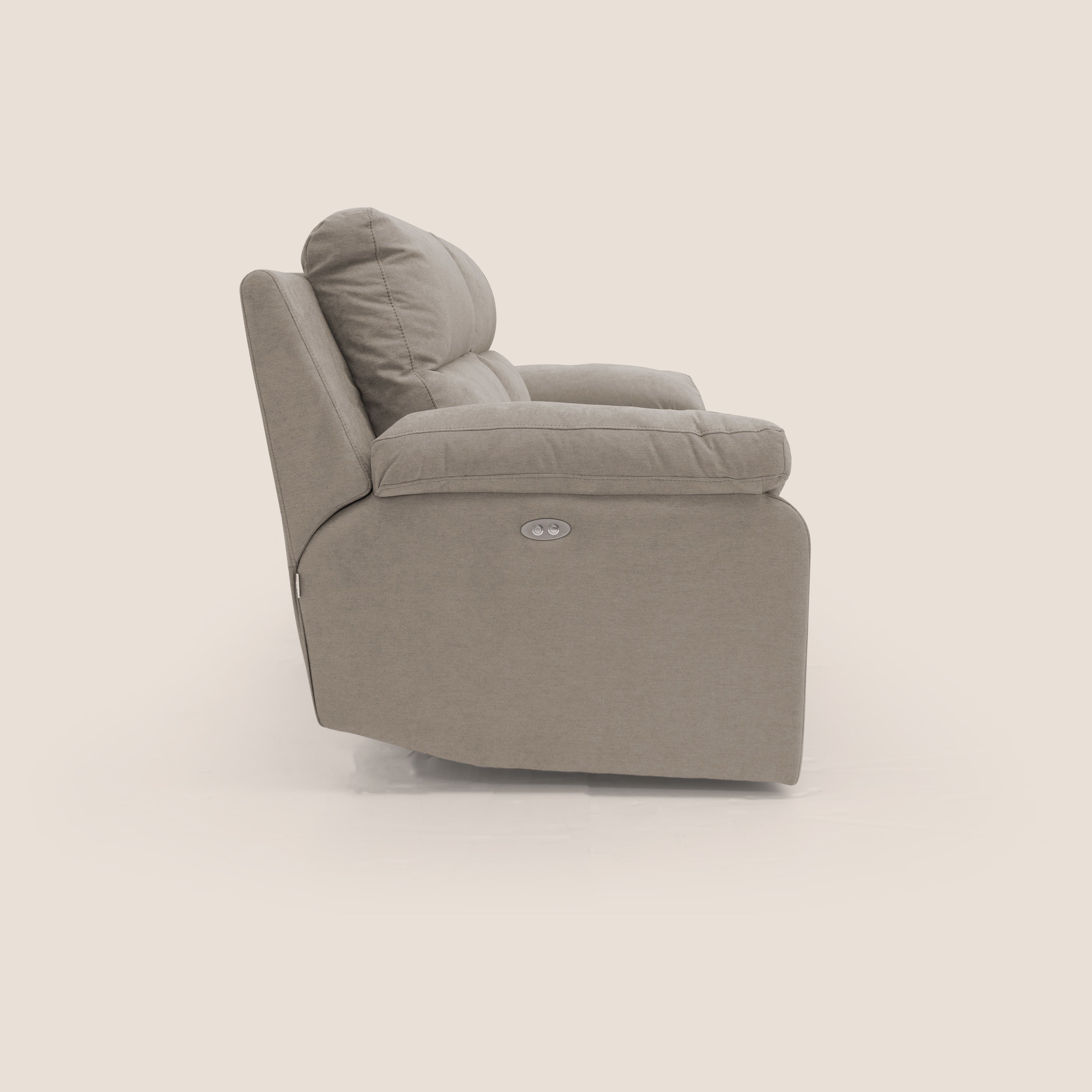 Romeo Divano relax con recliner elettrico in morbido tessuto impermeabile T02 beige - divani.store