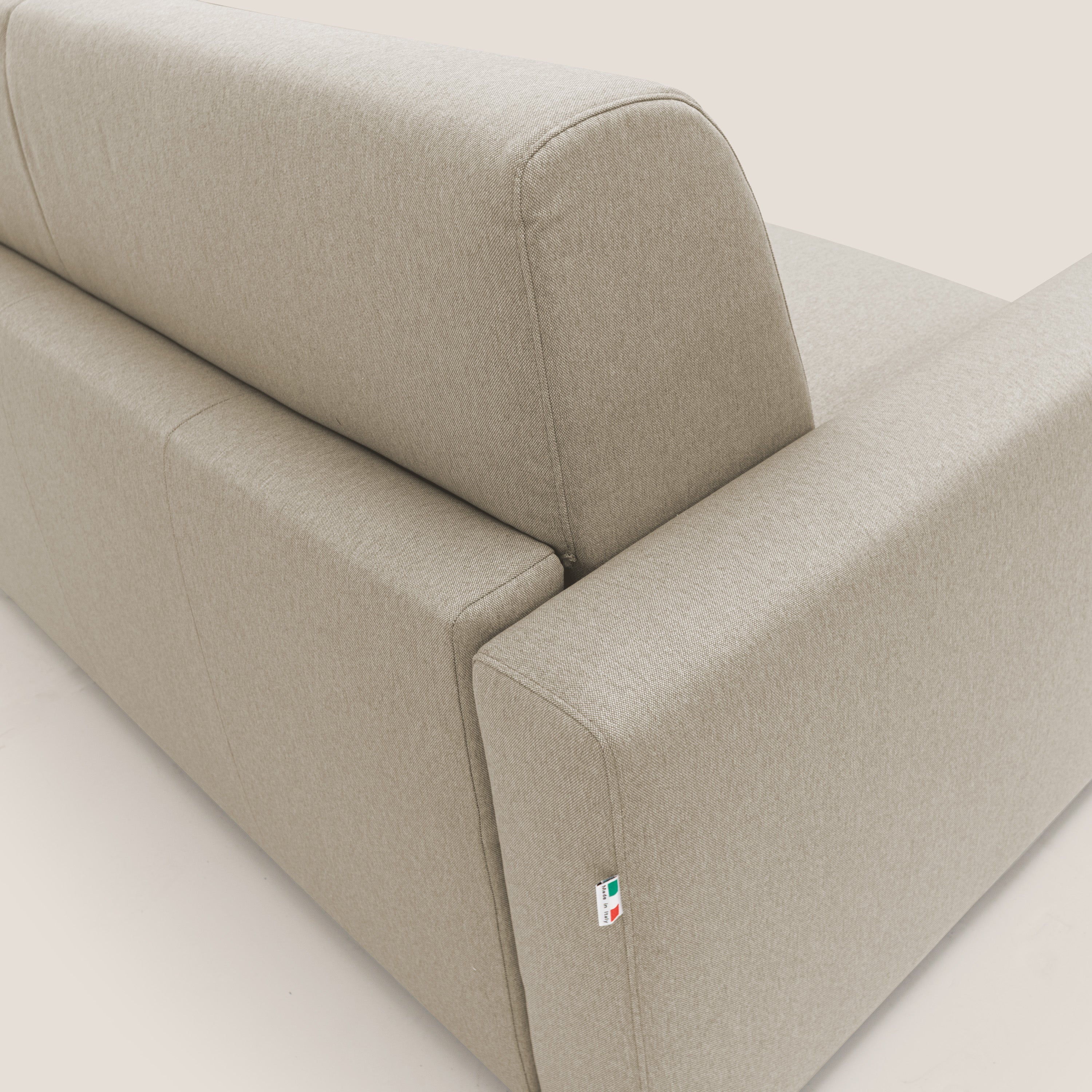 Kansas Divano letto matrimoniale alto 20 cm in tessuto impermeabile misto cotone T13 beige - divani.store