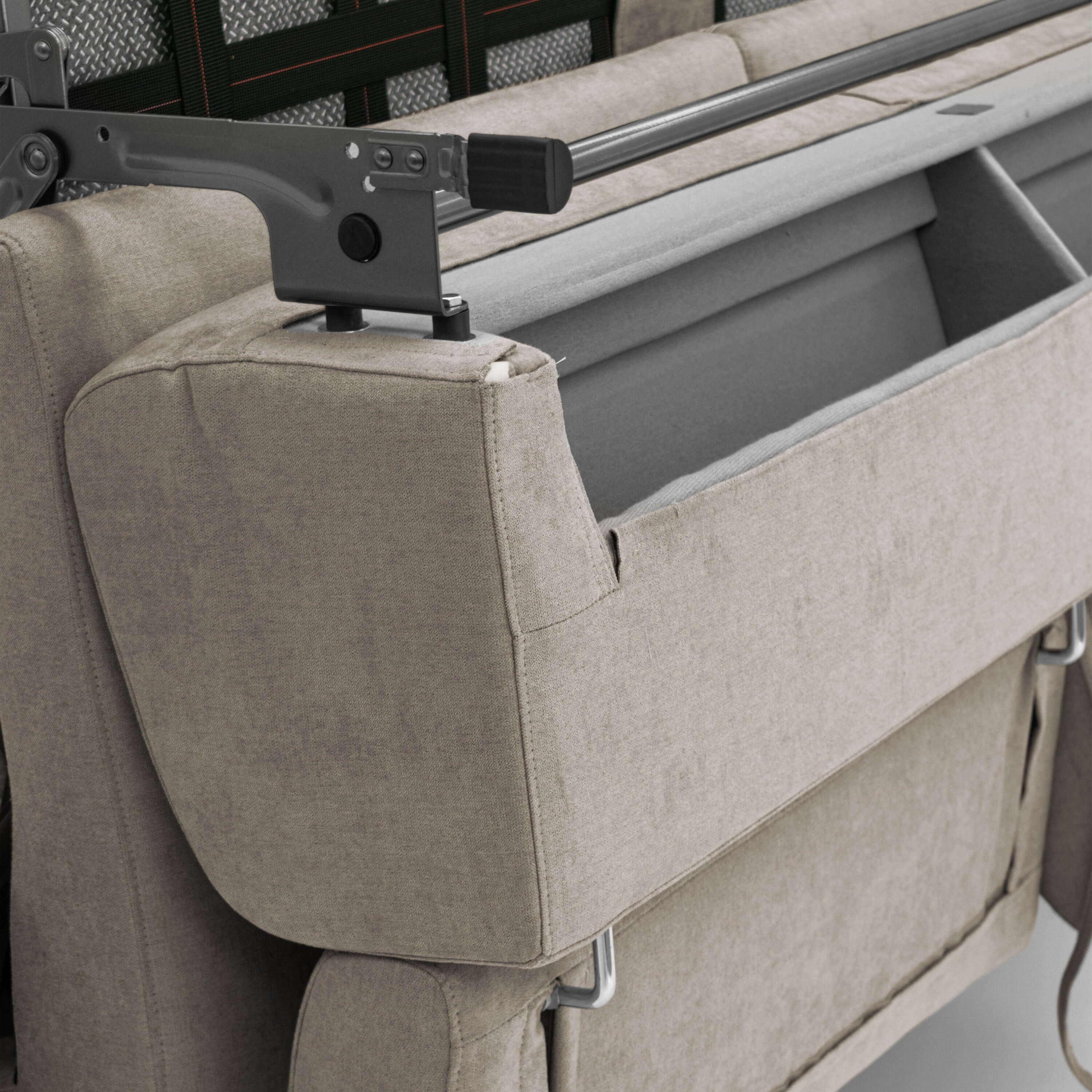 Bjorn divano letto sfoderabile con materasso H18 cm e poggiatesta reclinabili in tessuto impermeabile T02 beige - divani.store