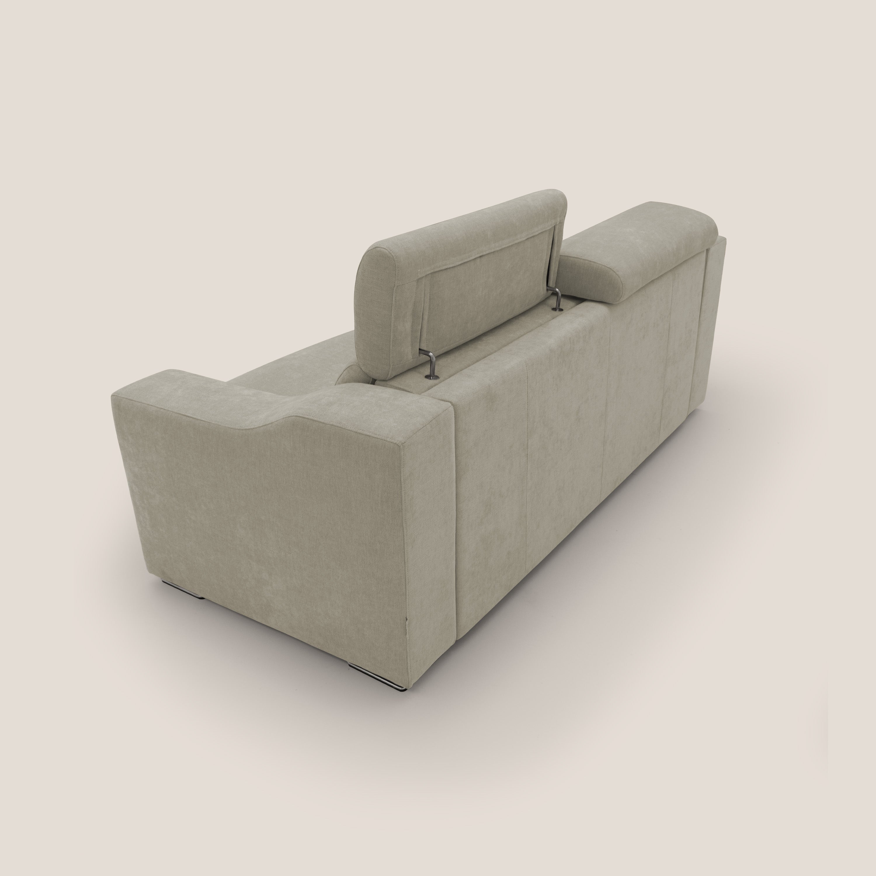 Bomber divano letto matrimoniale con poggiatesta in tessuto impermeabile T14 tortora - divani.store