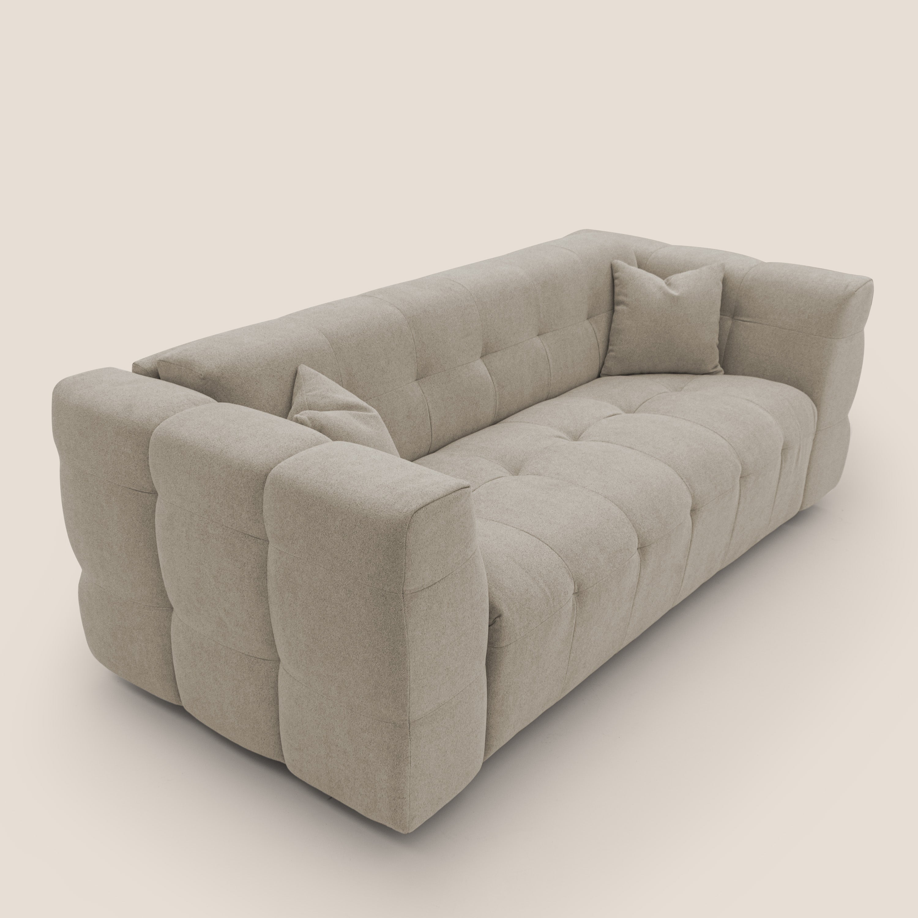 Tender Divano letto matrimoniale dal design innovativo in tessuto bouclet impermeabile T07 beige - divani.store