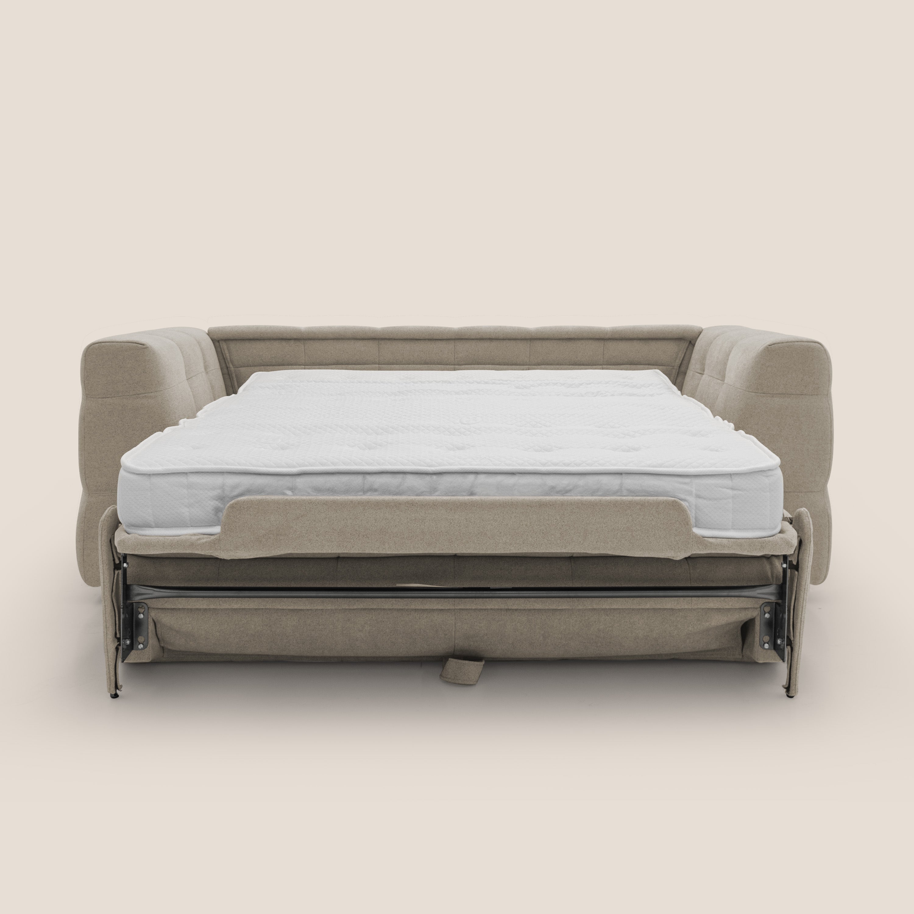 Tender Divano letto matrimoniale dal design innovativo in tessuto bouclet impermeabile T07 beige - divani.store