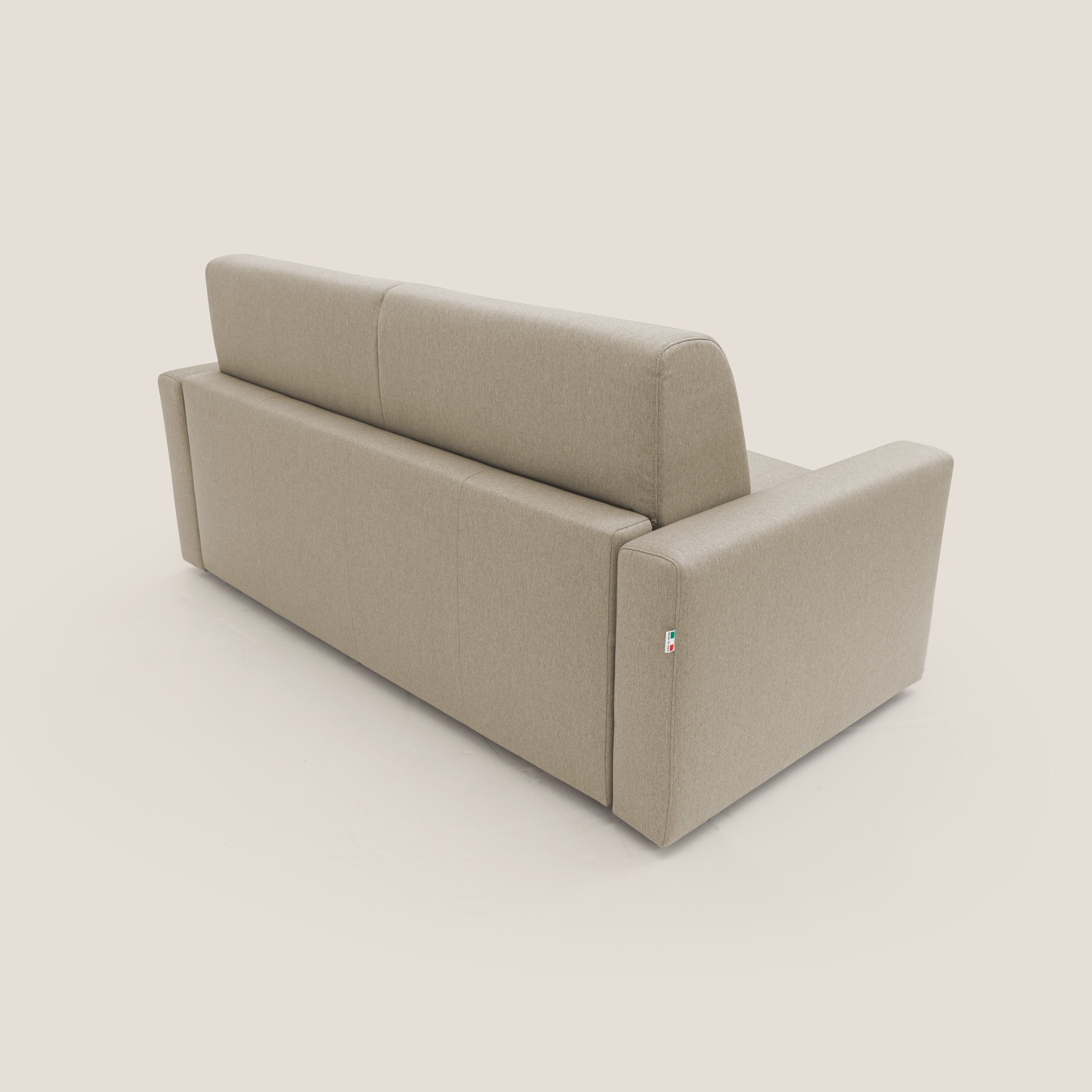 Kansas Divano letto matrimoniale alto 20 cm in tessuto impermeabile misto cotone T13 beige - divani.store