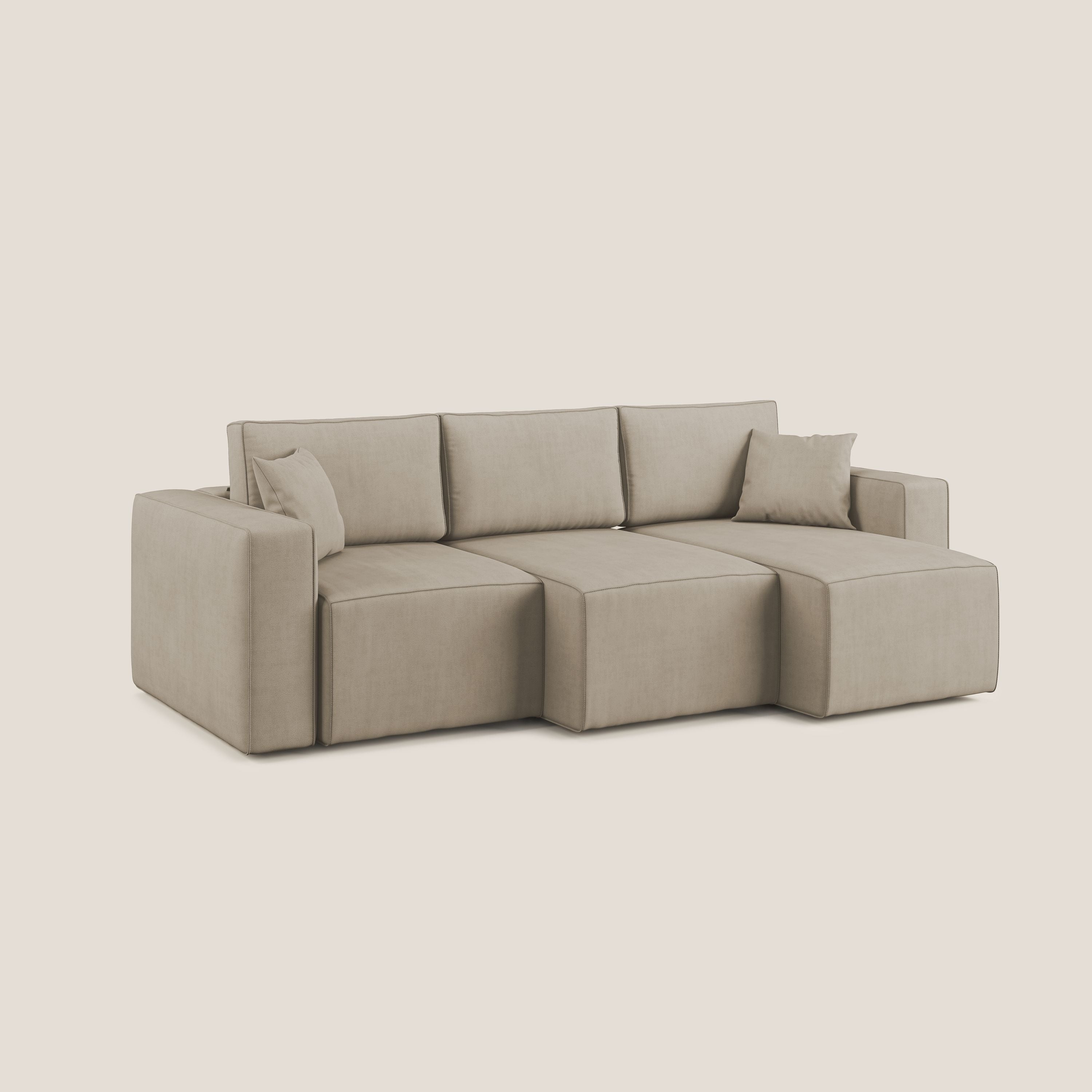 Morfeo divano con 3 sedute estraibili in morbido tessuto impermeabile T02 beige - divani.store