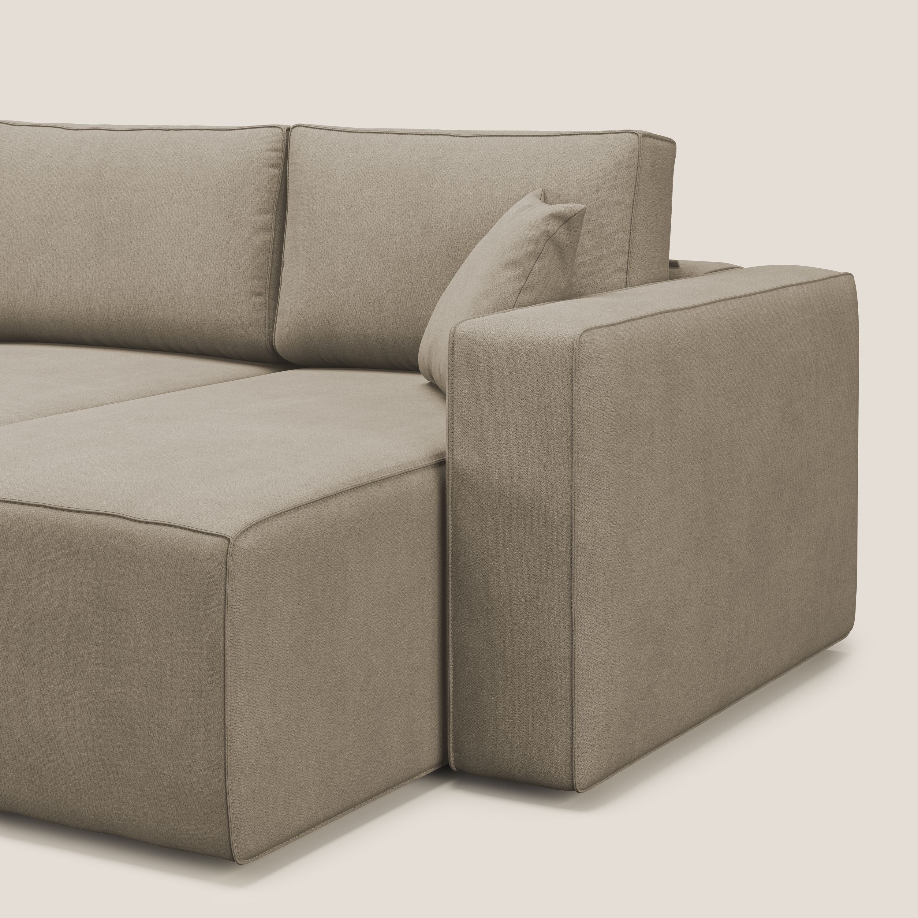 Morfeo divano con 3 sedute estraibili in morbido tessuto impermeabile T02 beige - divani.store