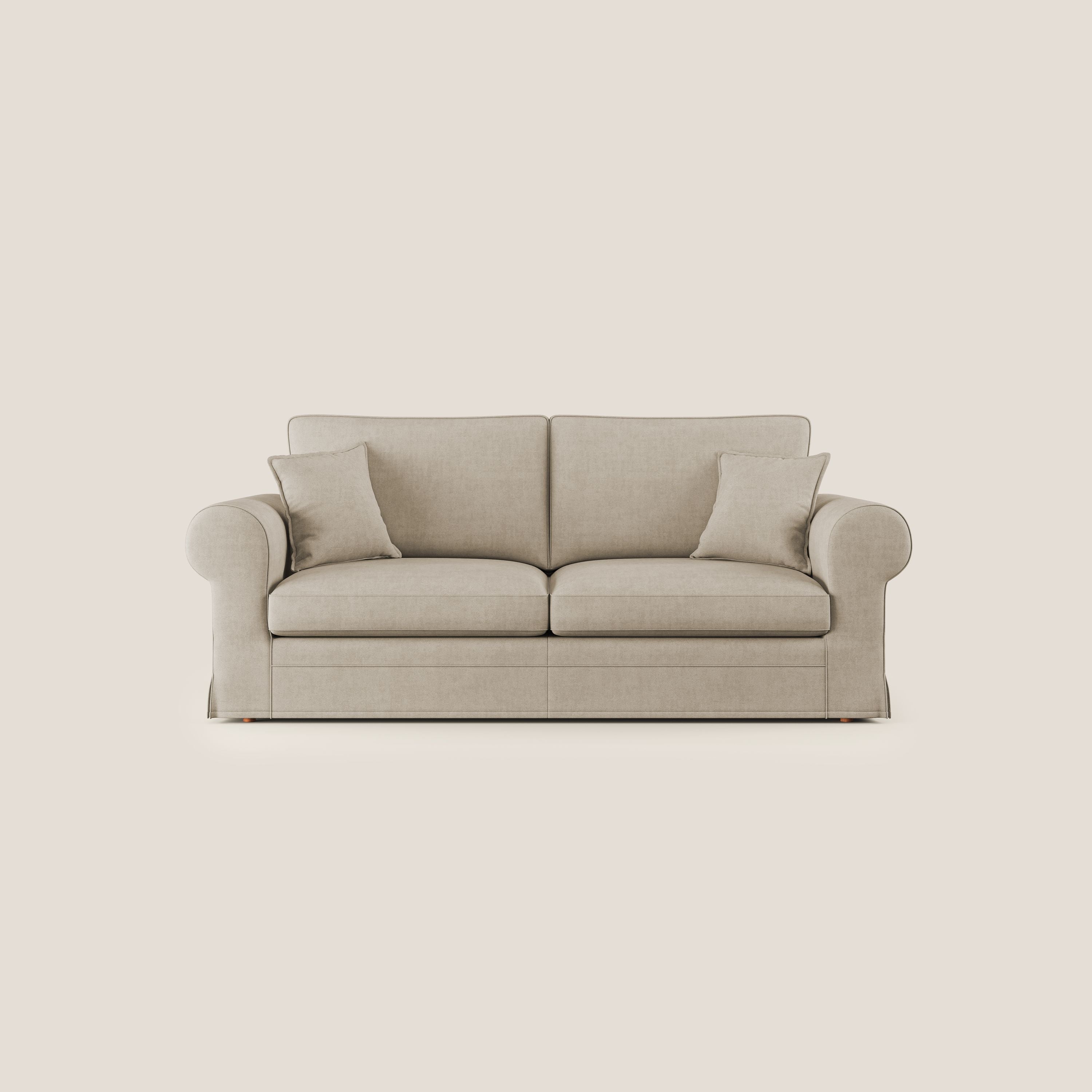 Lady divano classico in piuma d'oca realizzato con tessuto impermeabile T02 beige - divani.store