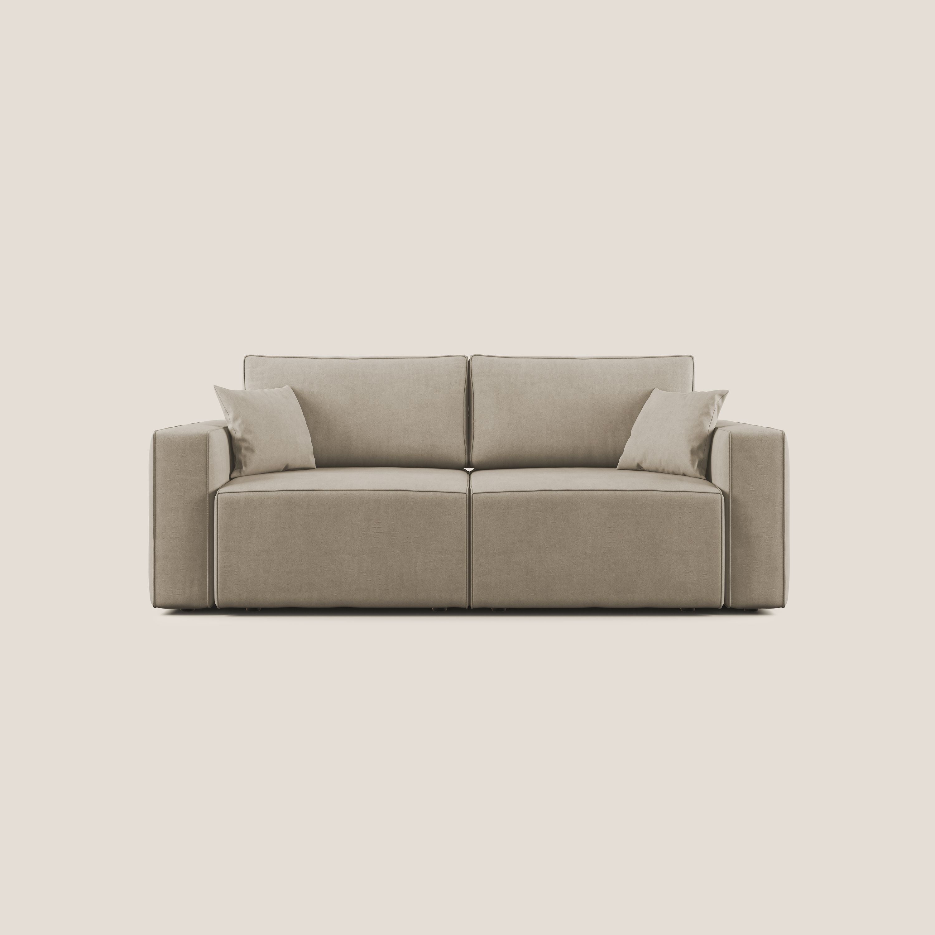 Morfeo divano con sedute estraibili in morbido tessuto impermeabile T02 beige - divani.store