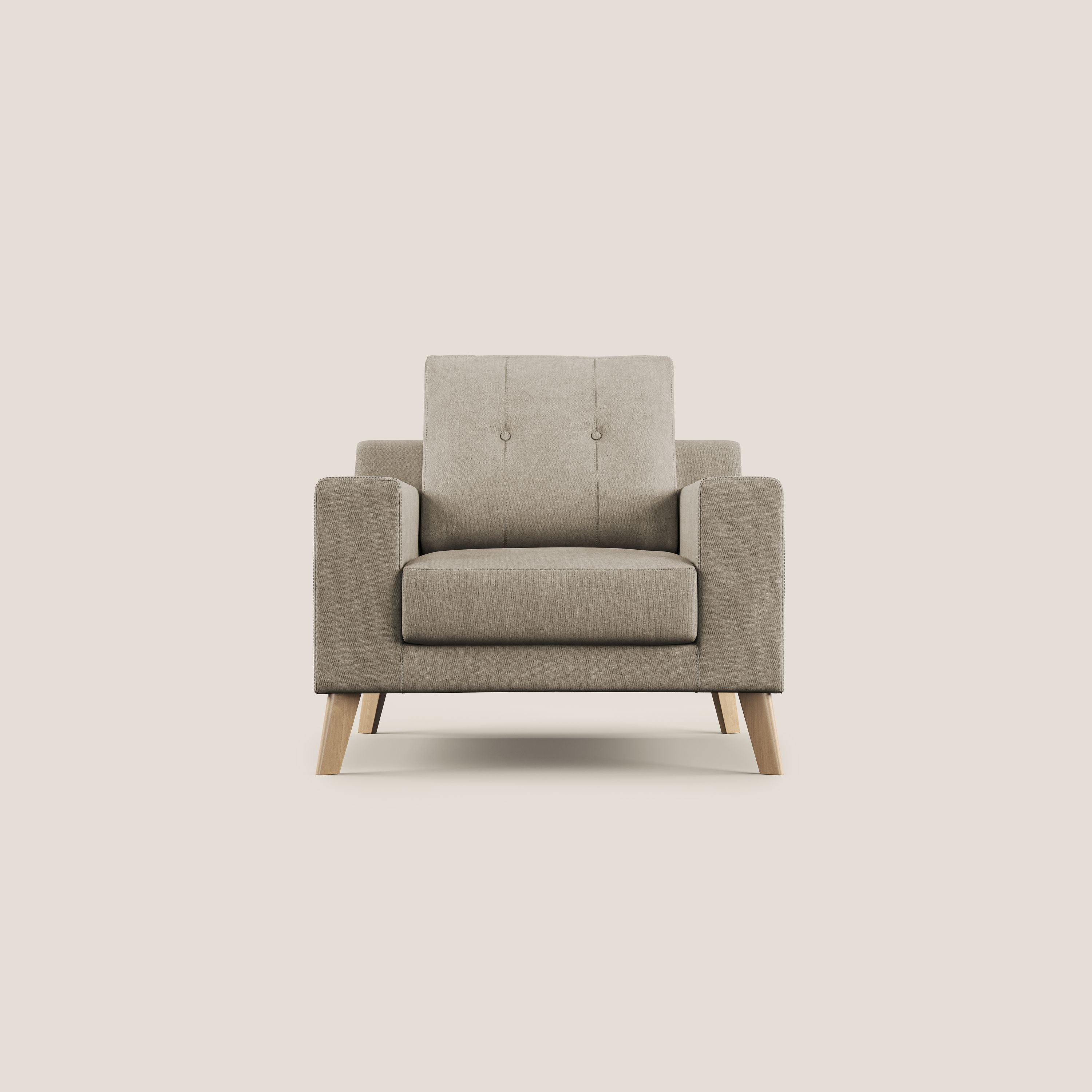 Danish poltroncina in tessuto morbido impermeabile T02 beige - divani.store