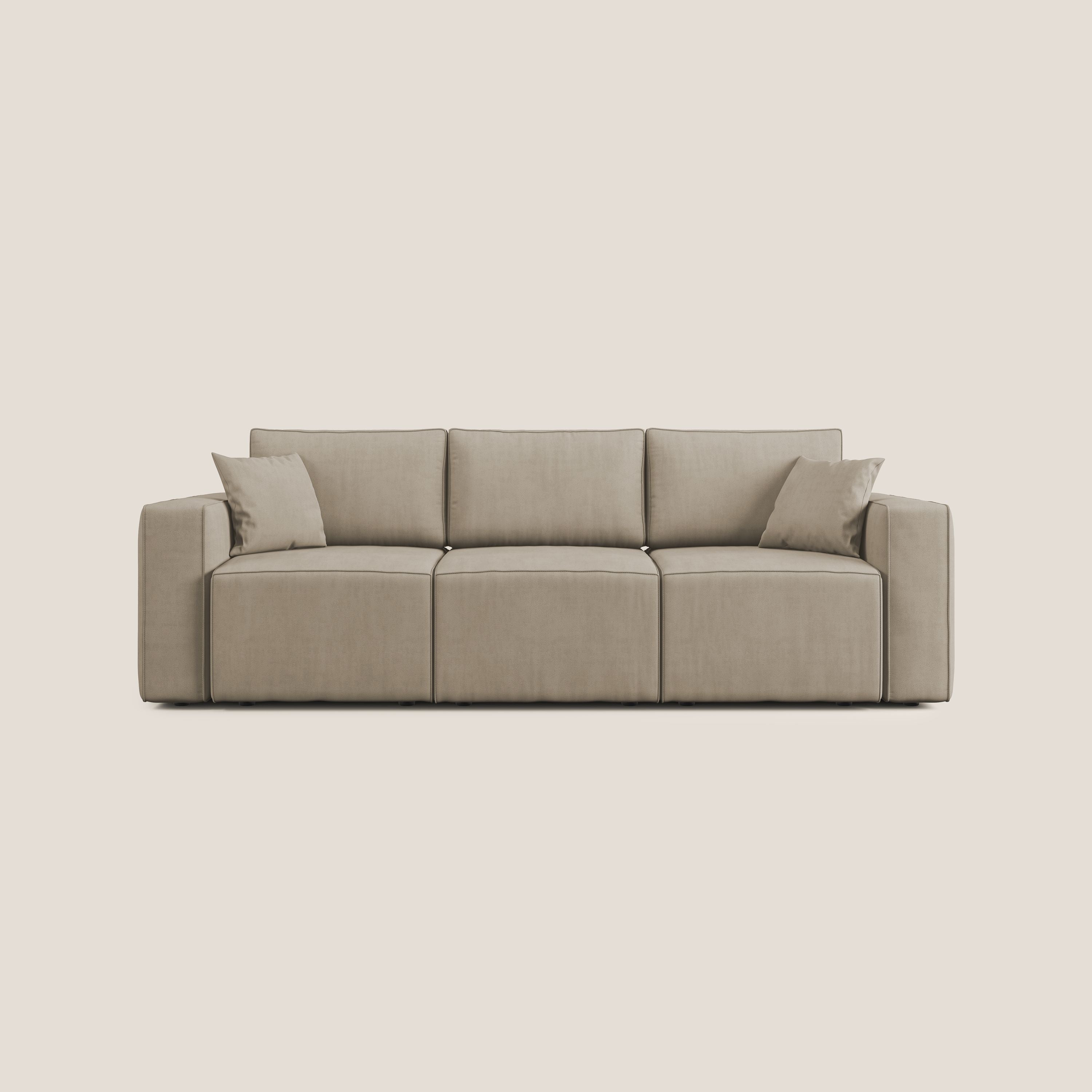 Morfeo divano con 3 sedute estraibili in morbido tessuto impermeabile T02 beige - divani.store