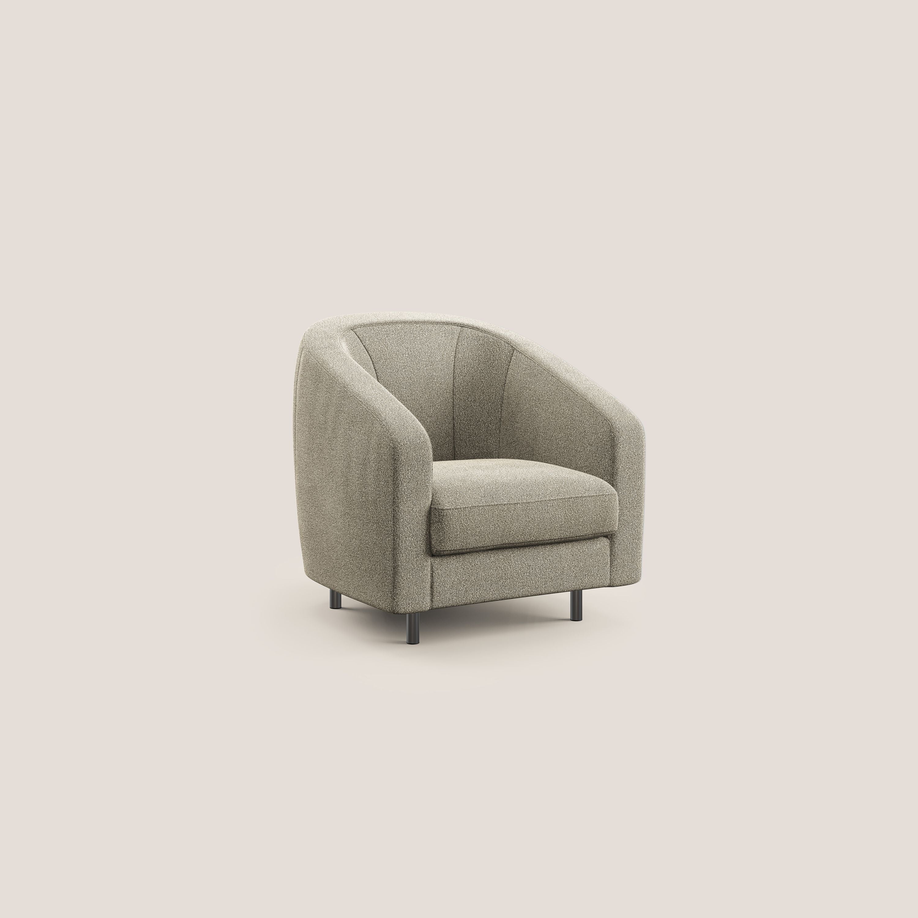 Pandora Poltroncina in morbido tessuto bouclé impermeabile T07 beige - divani.store