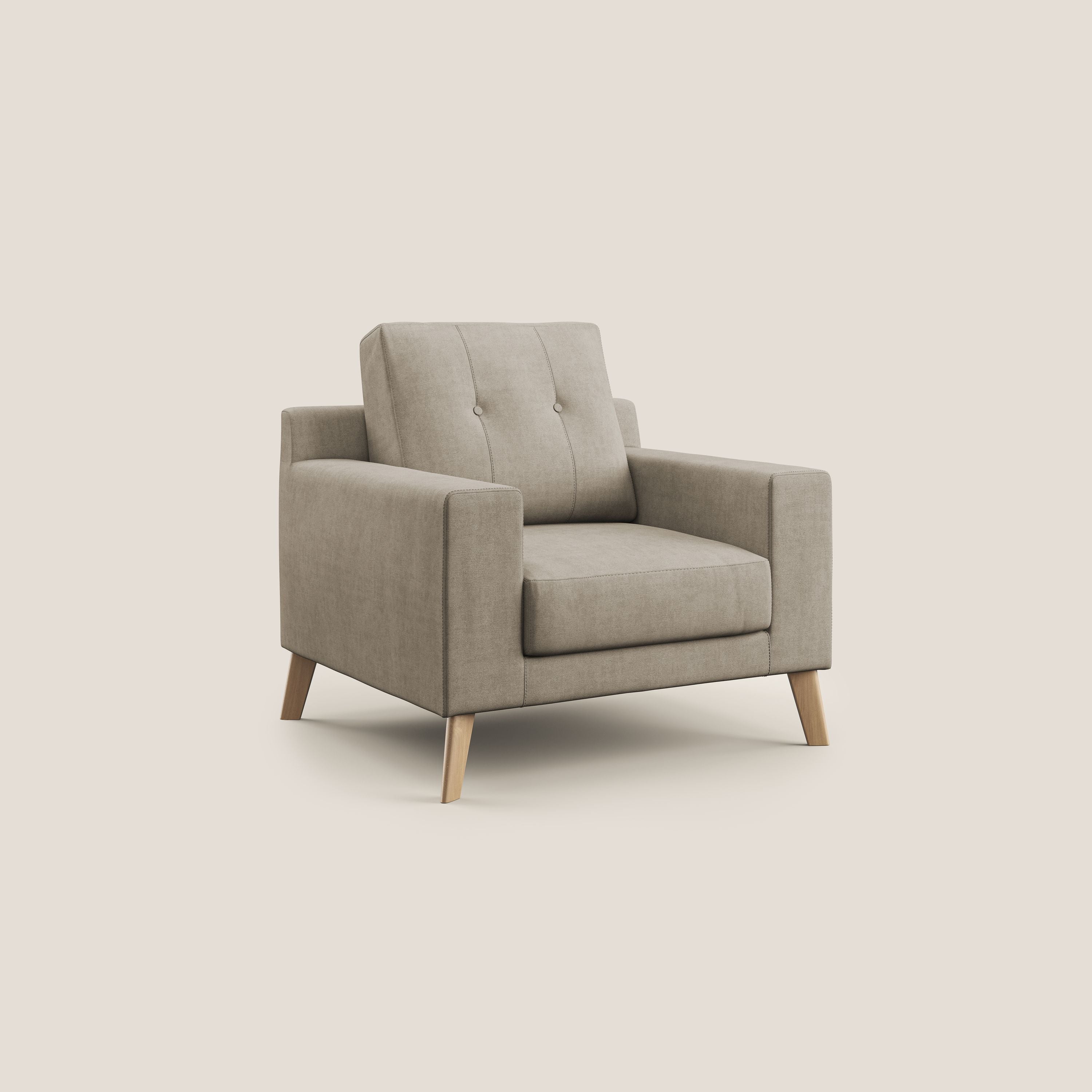 Danish poltroncina in tessuto morbido impermeabile T02 beige - divani.store
