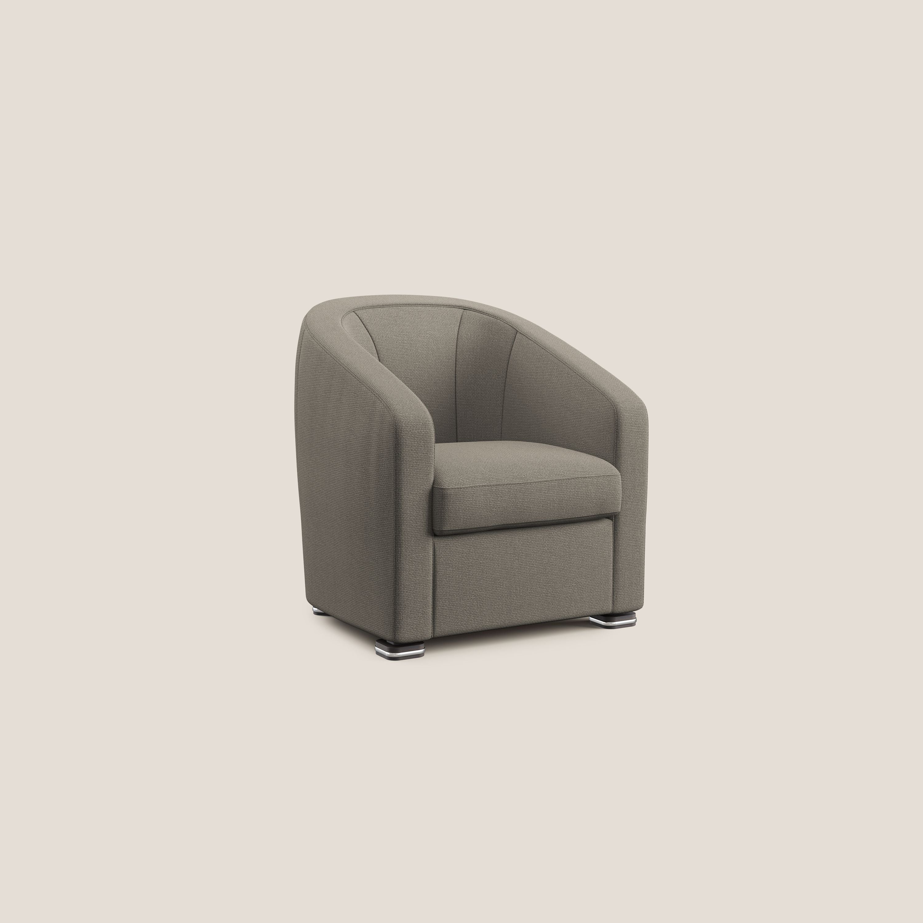 Cloe Poltroncina in tessuto smacchiabile con acqua QuickClean T08 tortora - divani.store